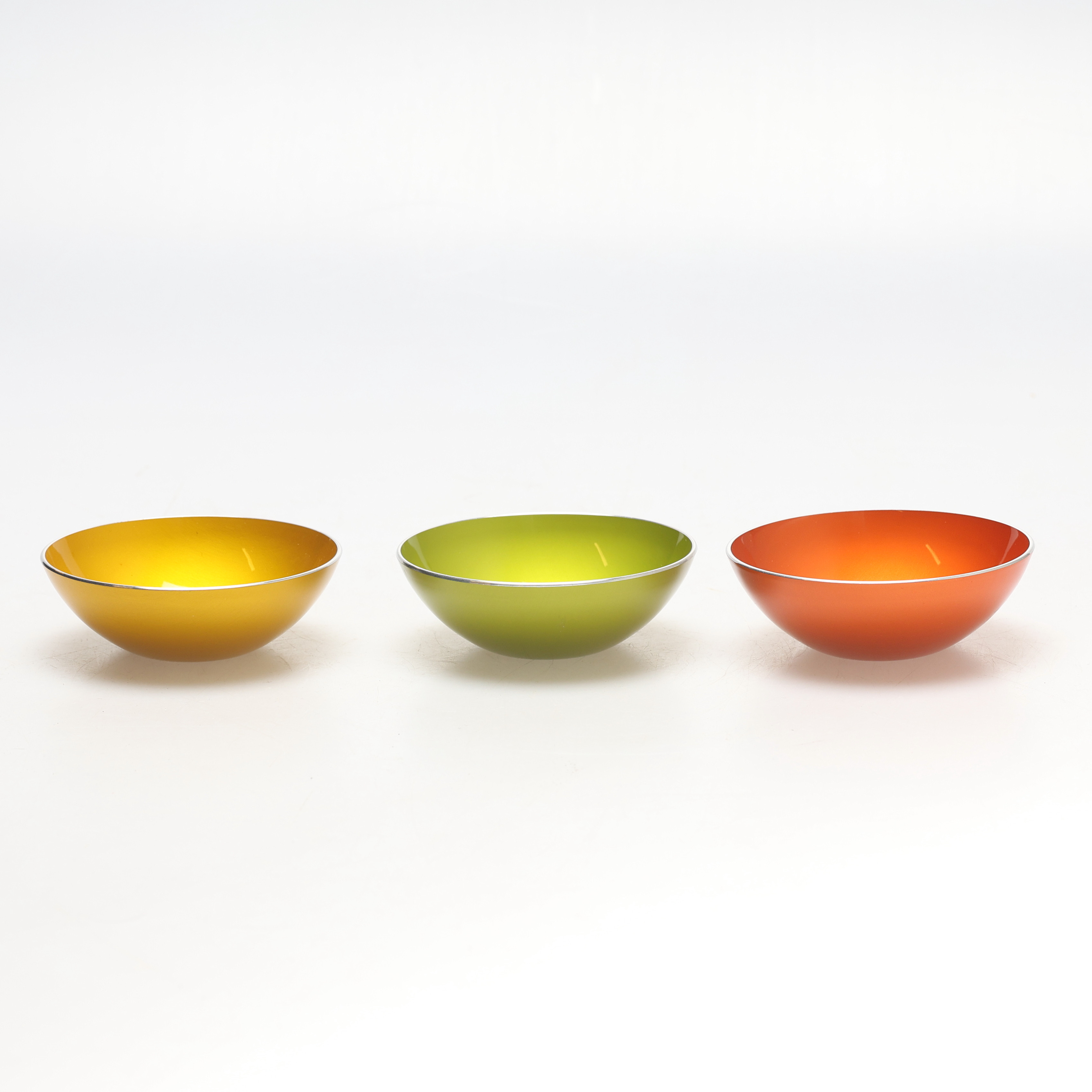 SKÅLAR, 3 st, emalj och metall, Emalox, Norge, 1900-talets andra hälft.