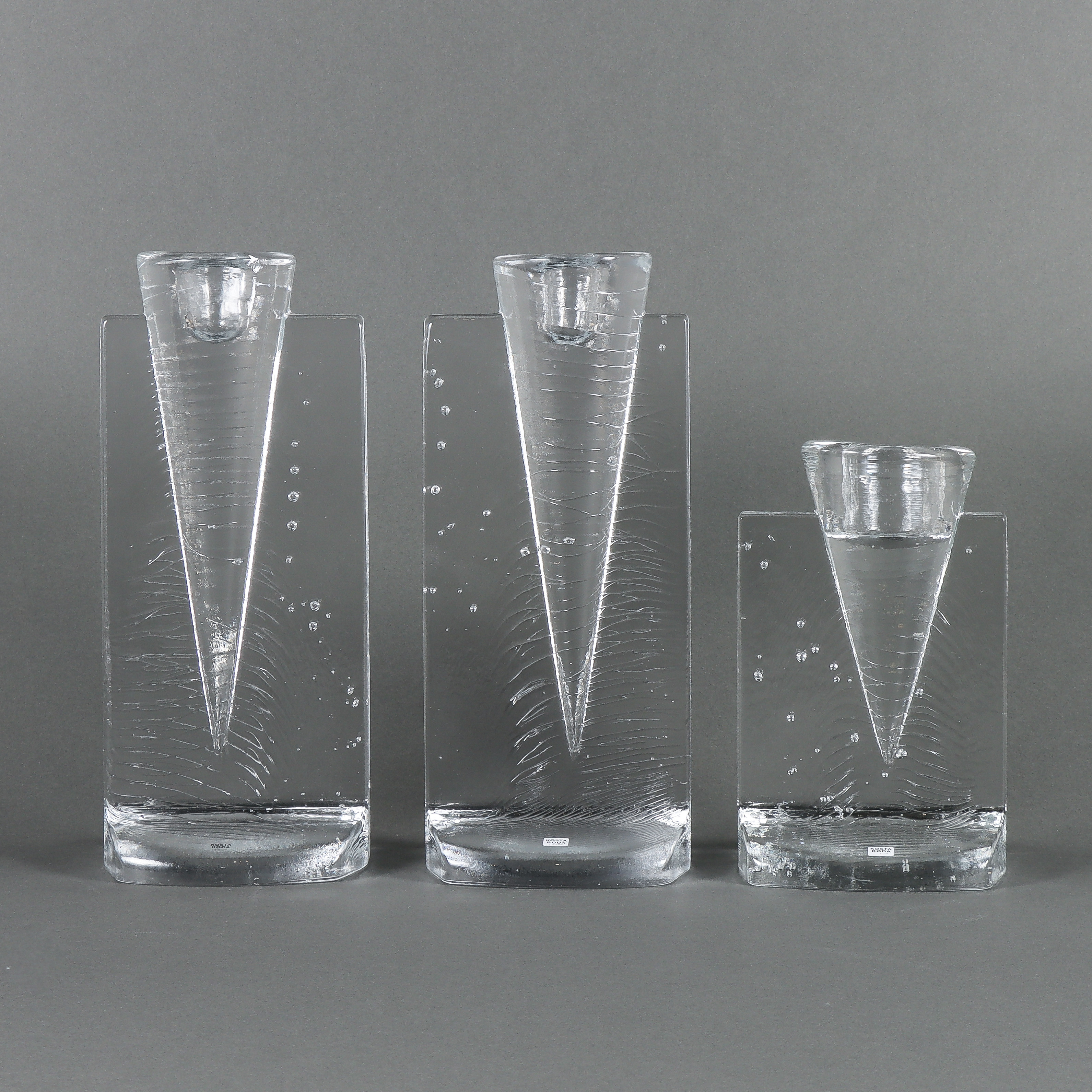 KJELL ENGMAN. Ljusstakar, 3 stycken, Kosta Boda, Ice.