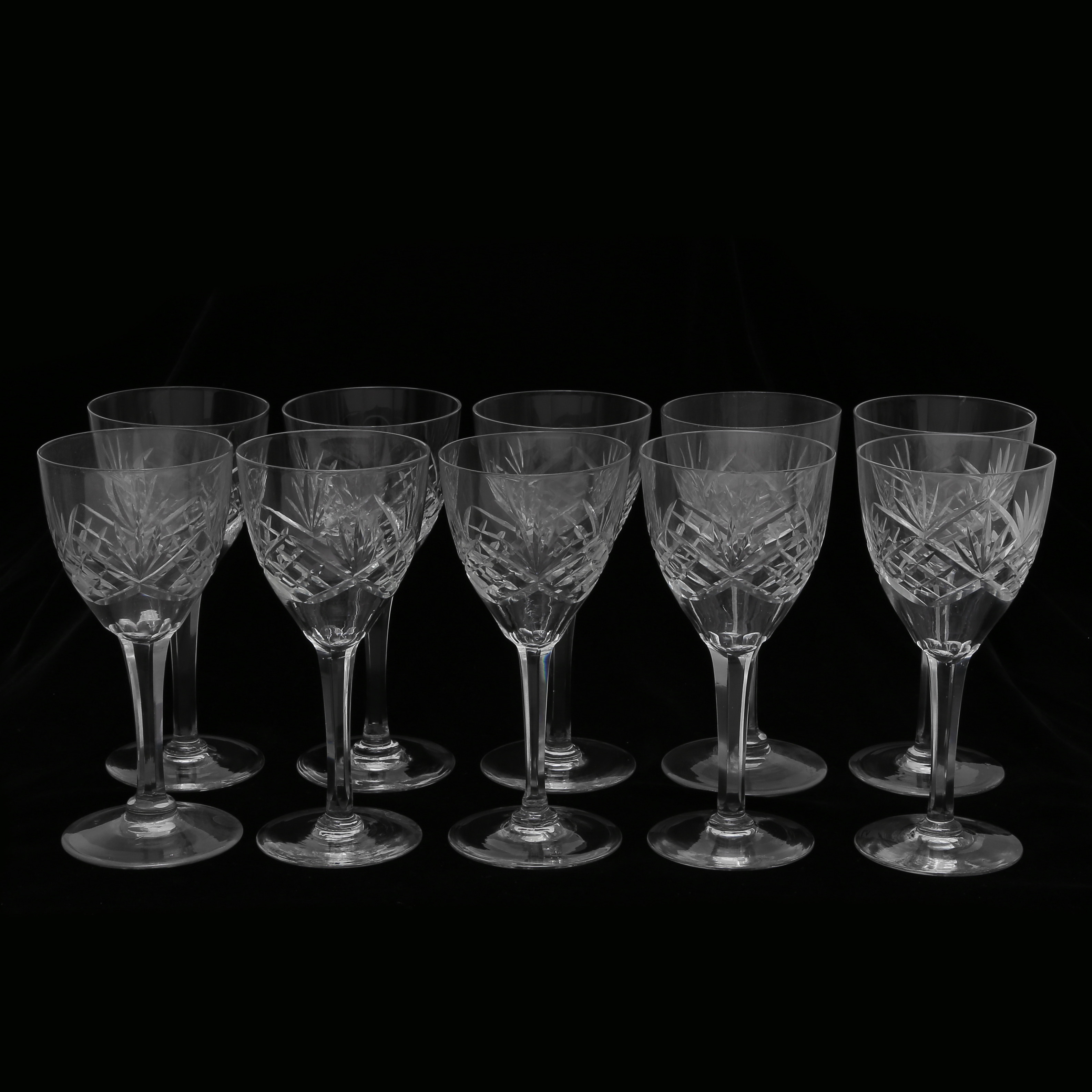 FRITZ KALLENBERG, 10 VITVINSGLAS KRISTALL "HELGA", KOSTA BODA, 1900-TAL.