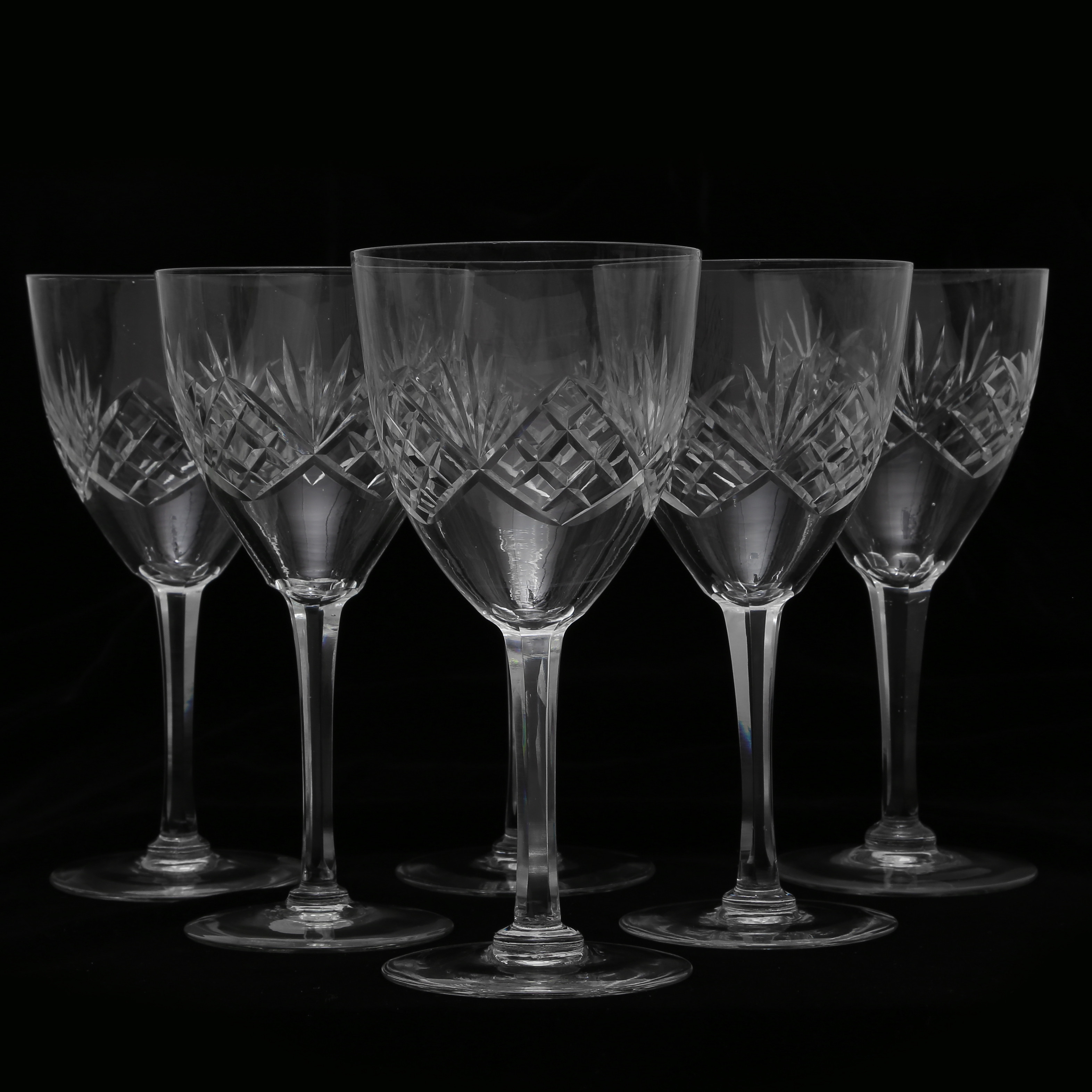 FRITZ KALLENBERG, 6 RÖDVINSGLAS KRISTALL "HELGA", KOSTA BODA, 1900-TAL.