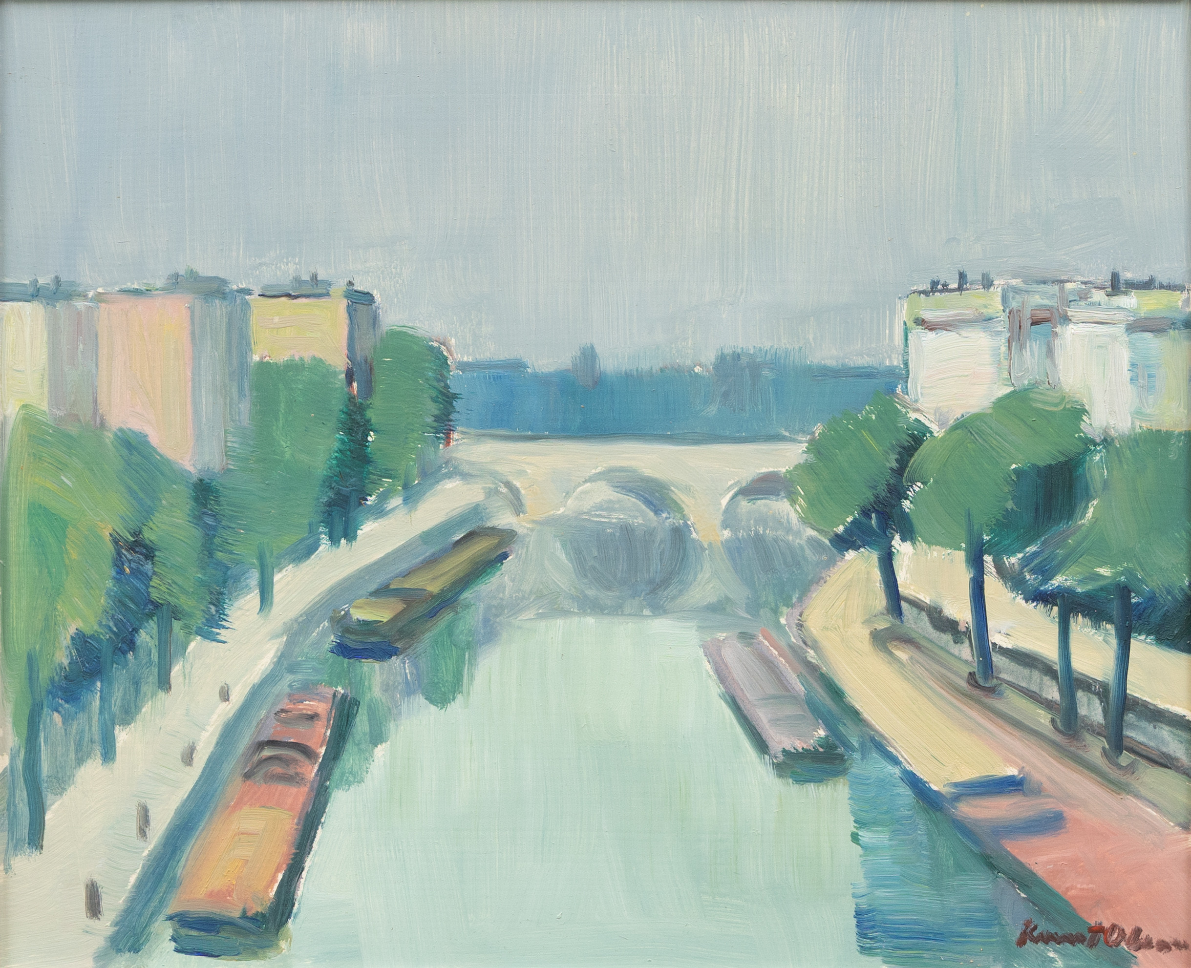 KNUT OLSON. 'Seine-motiv, Paris', olja på pannå, signerad.