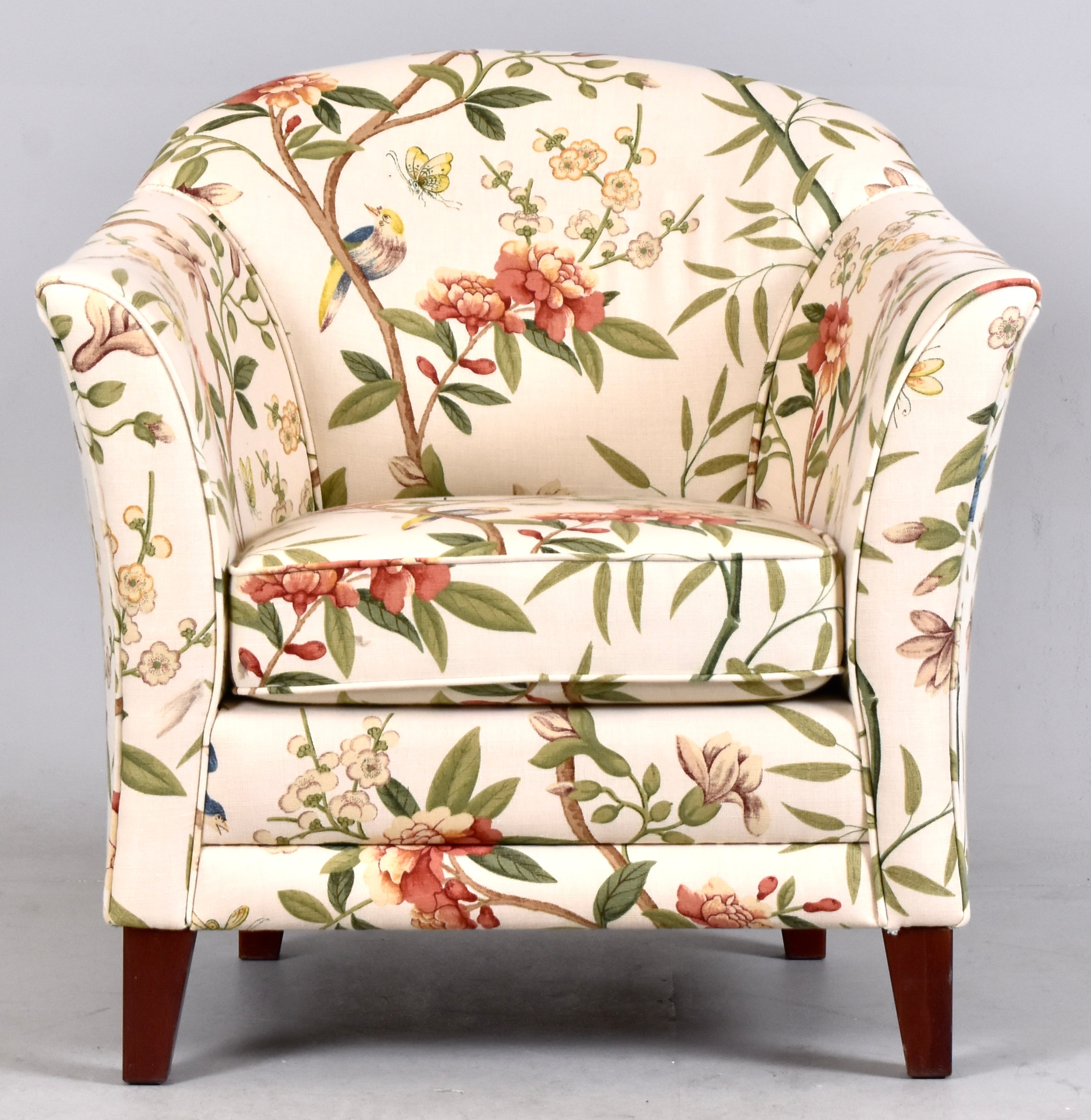 FÅTÖLJ, "Agnes", tyg "Garden 16", ben i betsad bok, Bröderna Andersson.