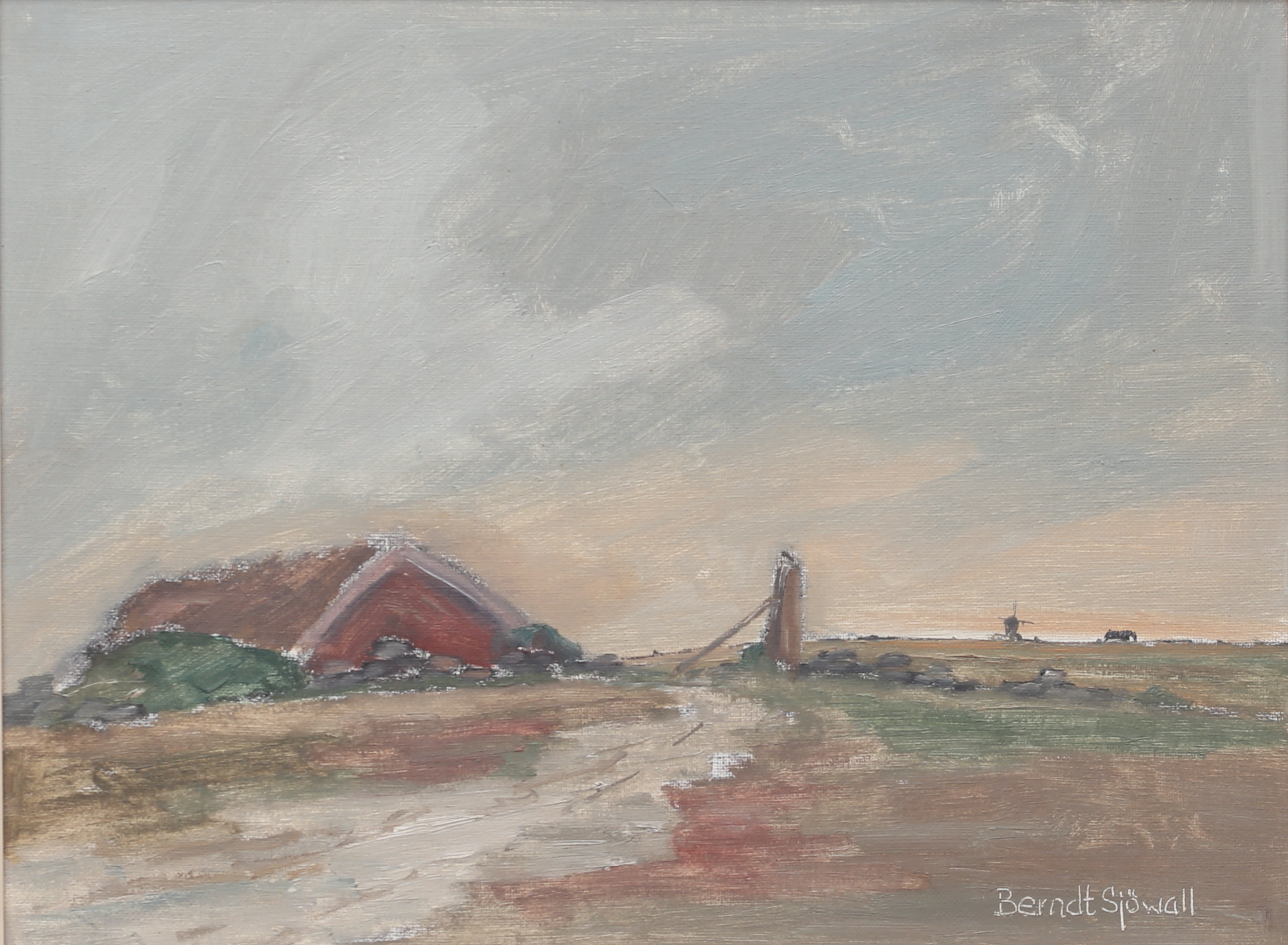 Olja på pannå, "Höstmotiv från Gärdslösa" daterad 1966, signerad.