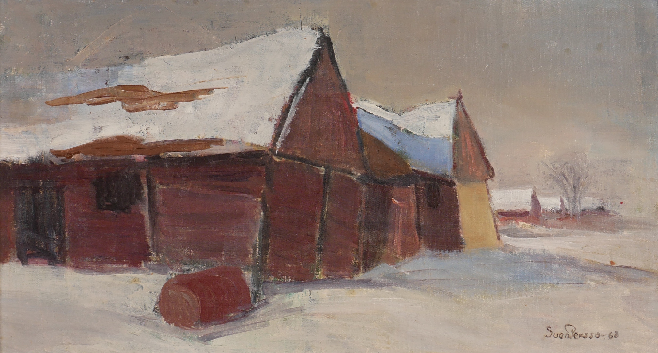 SVEN PERSSON. "Kåtorp, Öland", olja på pannå, signerad Sven Persson -68.