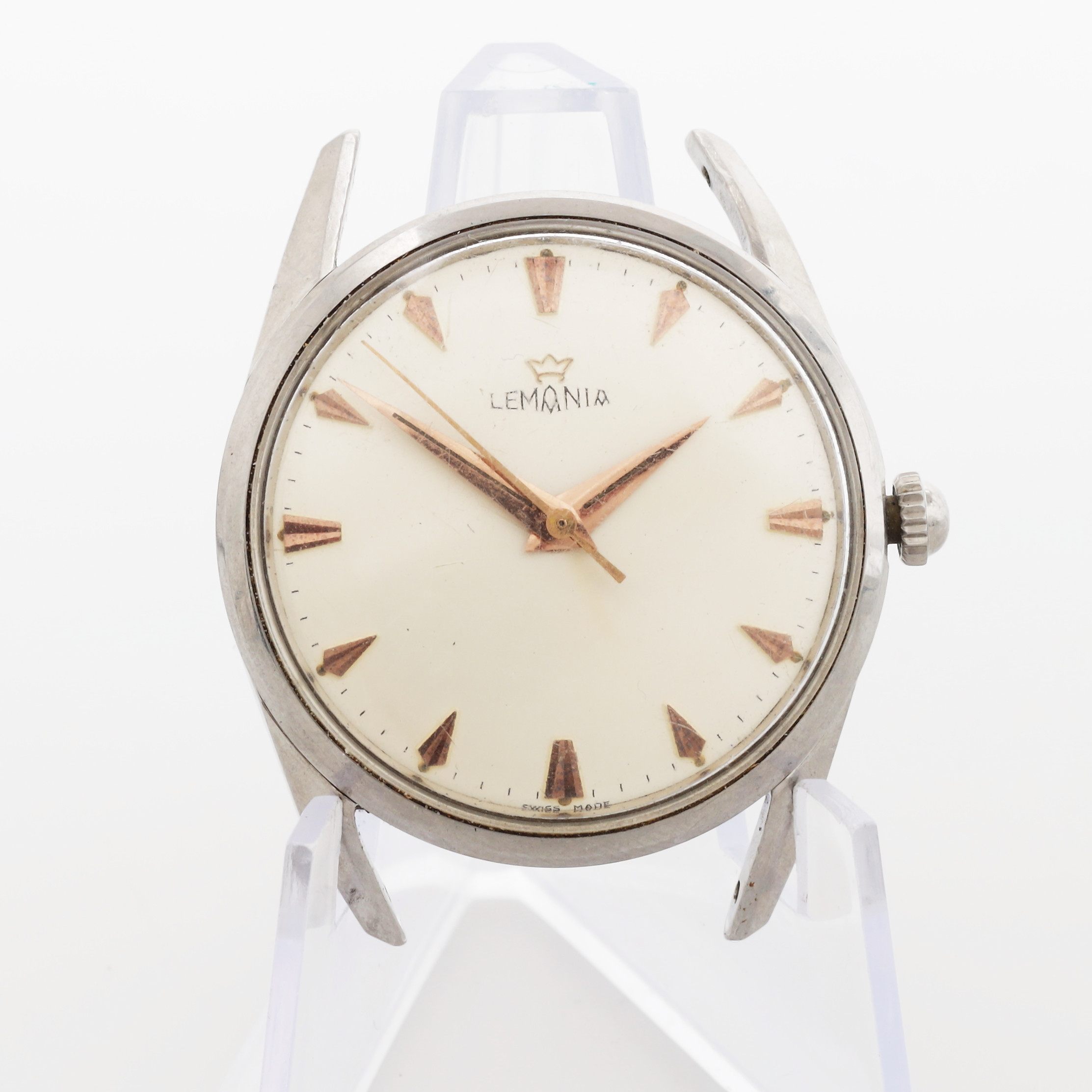 LEMANIA, herrarmbandsur, stål, manuell, 1950/60-tal.
