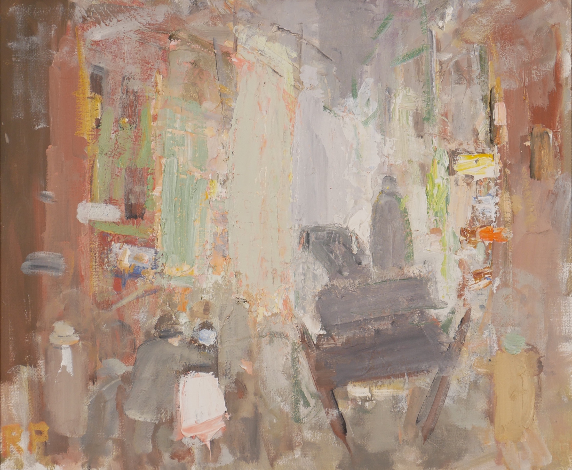 RAGNAR PERSON. Figurscen, olja på duk, signerad.