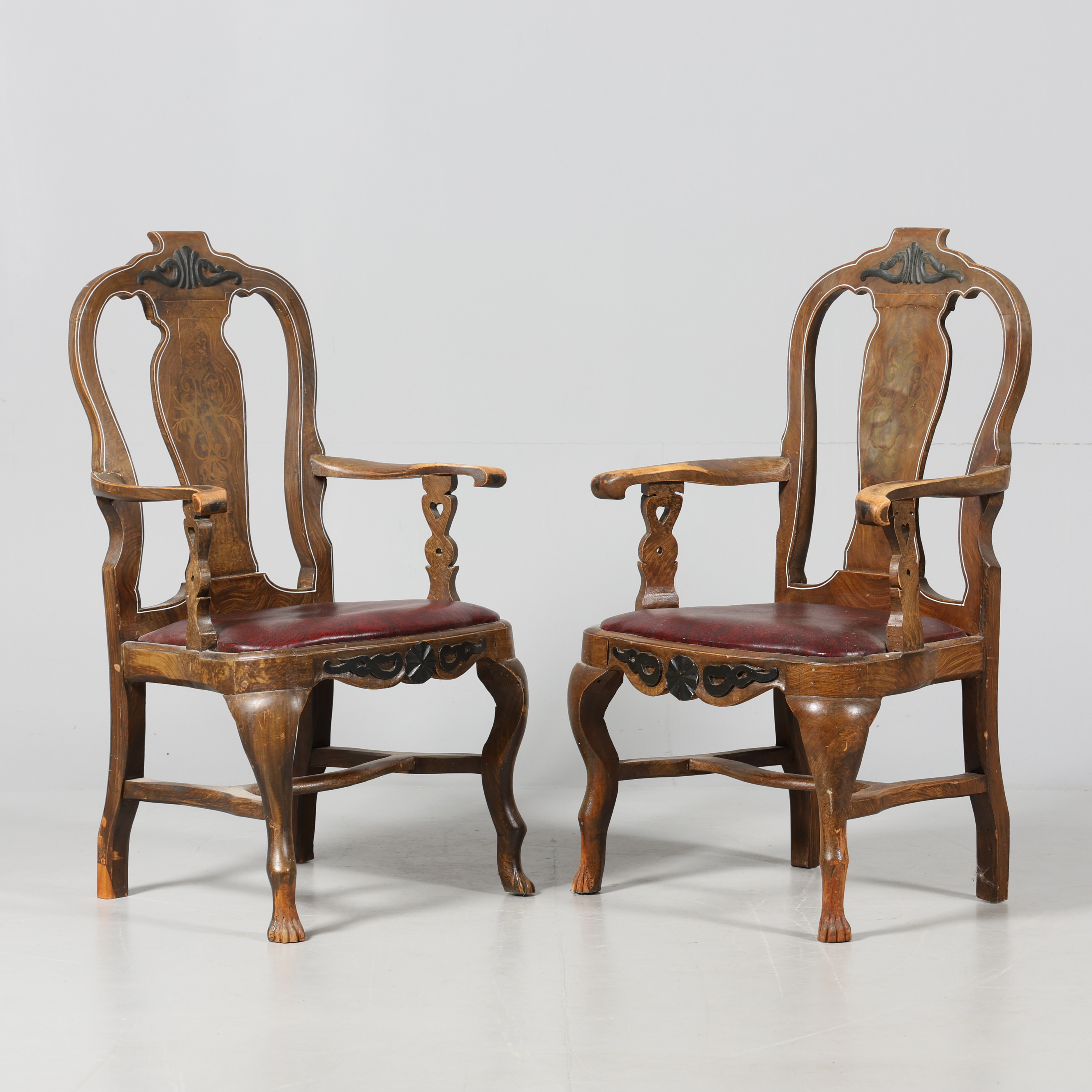 KARMSTOLAR, 1 par, barockstil.