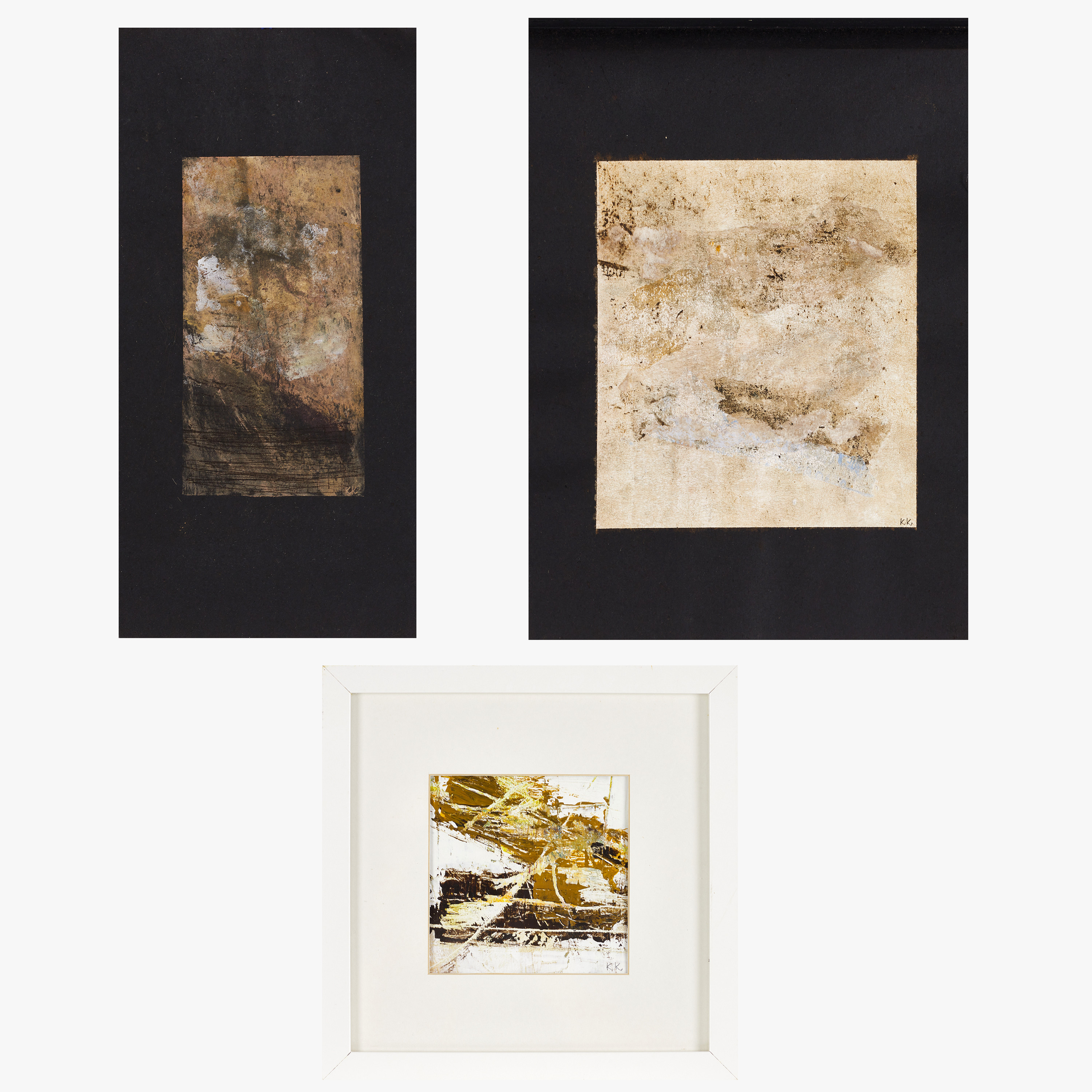KIA KINELL (SVERIGE, FÖDD 1953). Abstrakta kompositioner, 3 st, monogramsignerade, gouache.