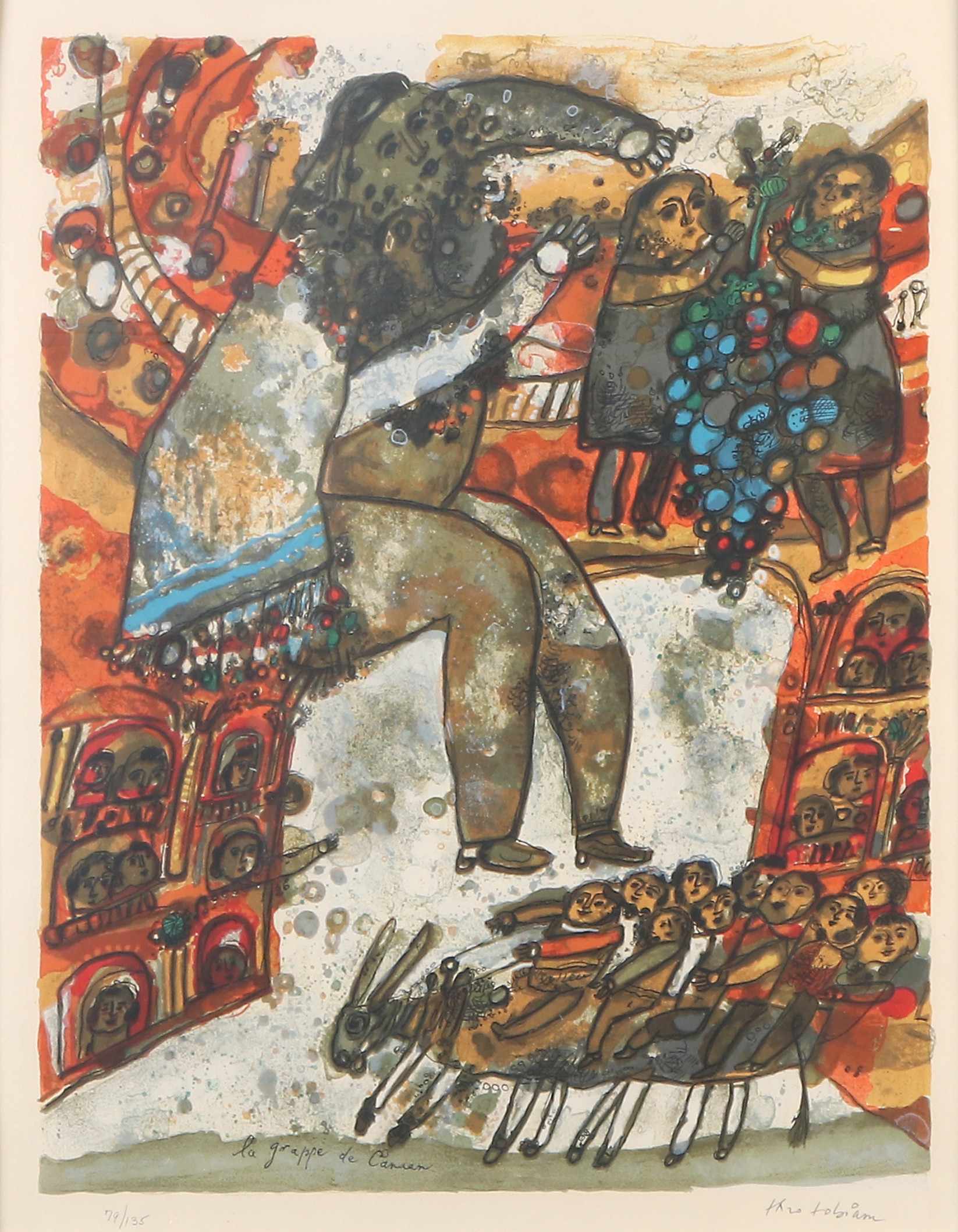THEO TOBIASSE. Litografi, 79/135, "la grappe de Canaan". Signerad.