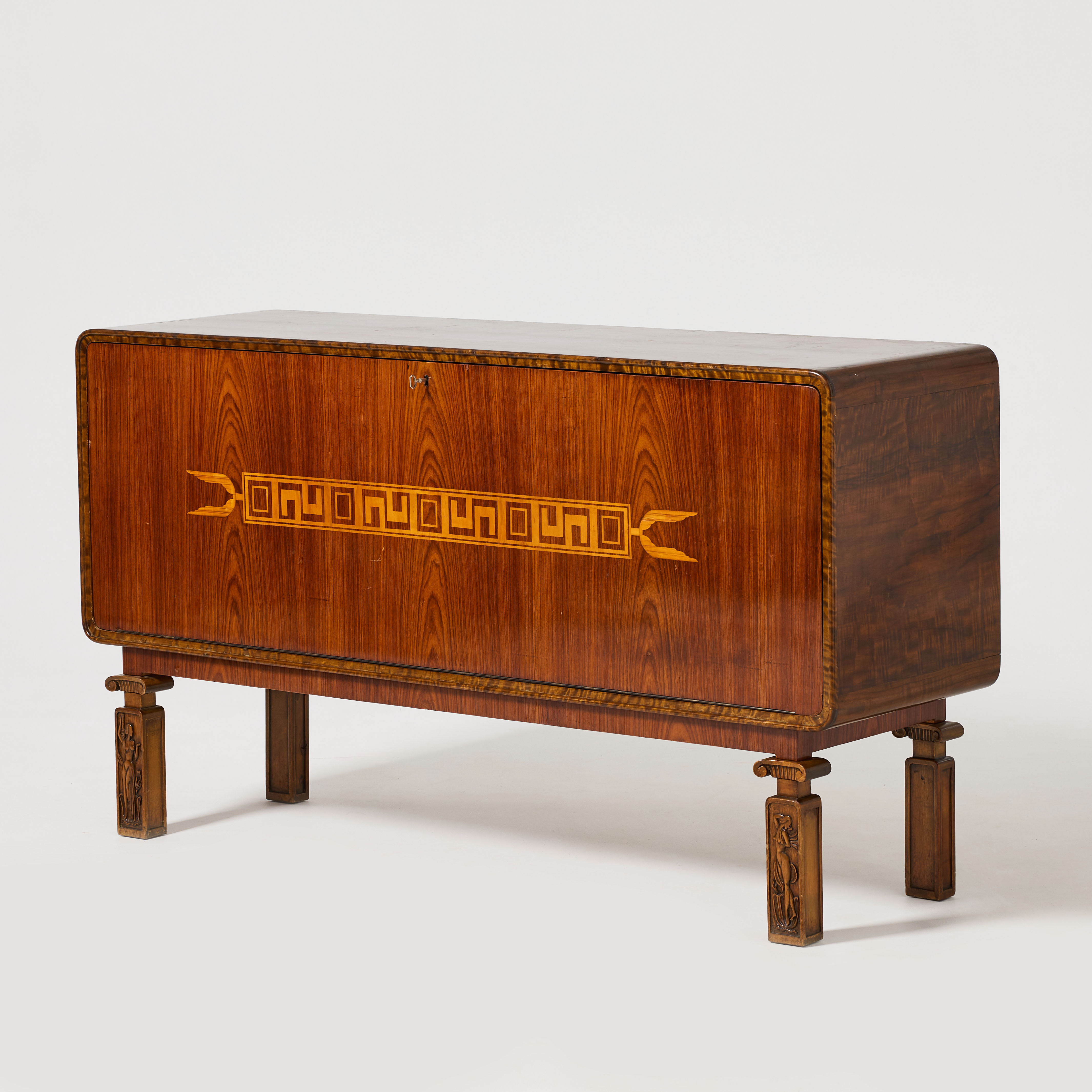 SIDEBOARD, Sverige 1930-tal, Swedish Grace, fanerad i bonad björk och palisander med klassicerande iläggningar i ljus björk.