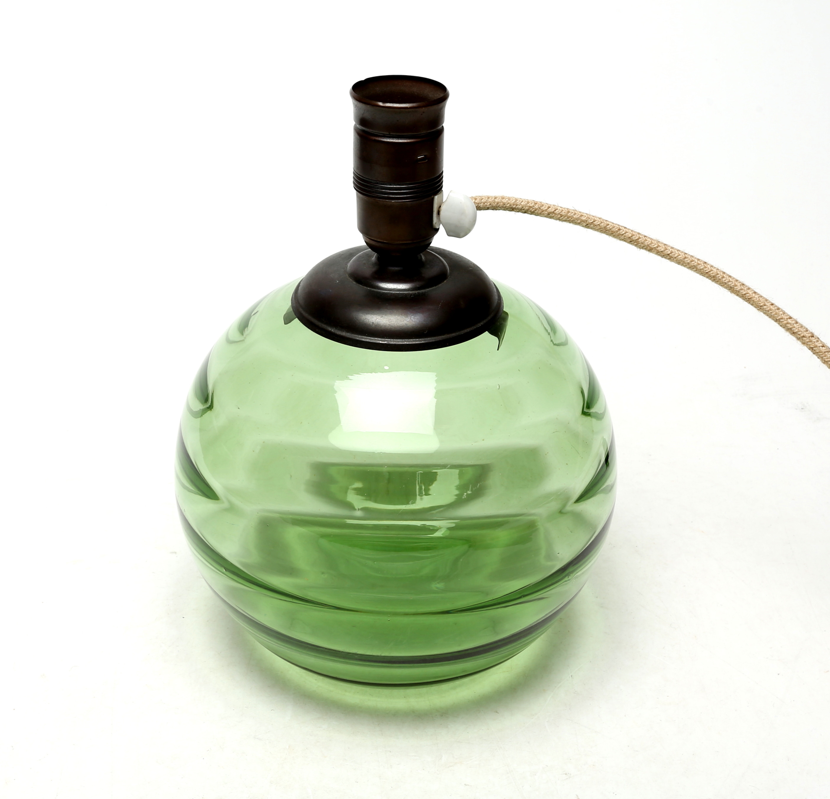 BORDSLAMPA, glas/metall, 1930-tal.