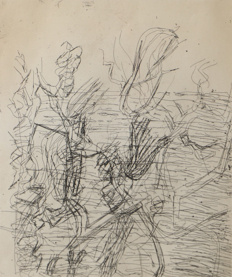 TORSTEN RENQVIST. "Två träd", etsning, signerad T. Renqvist -60.