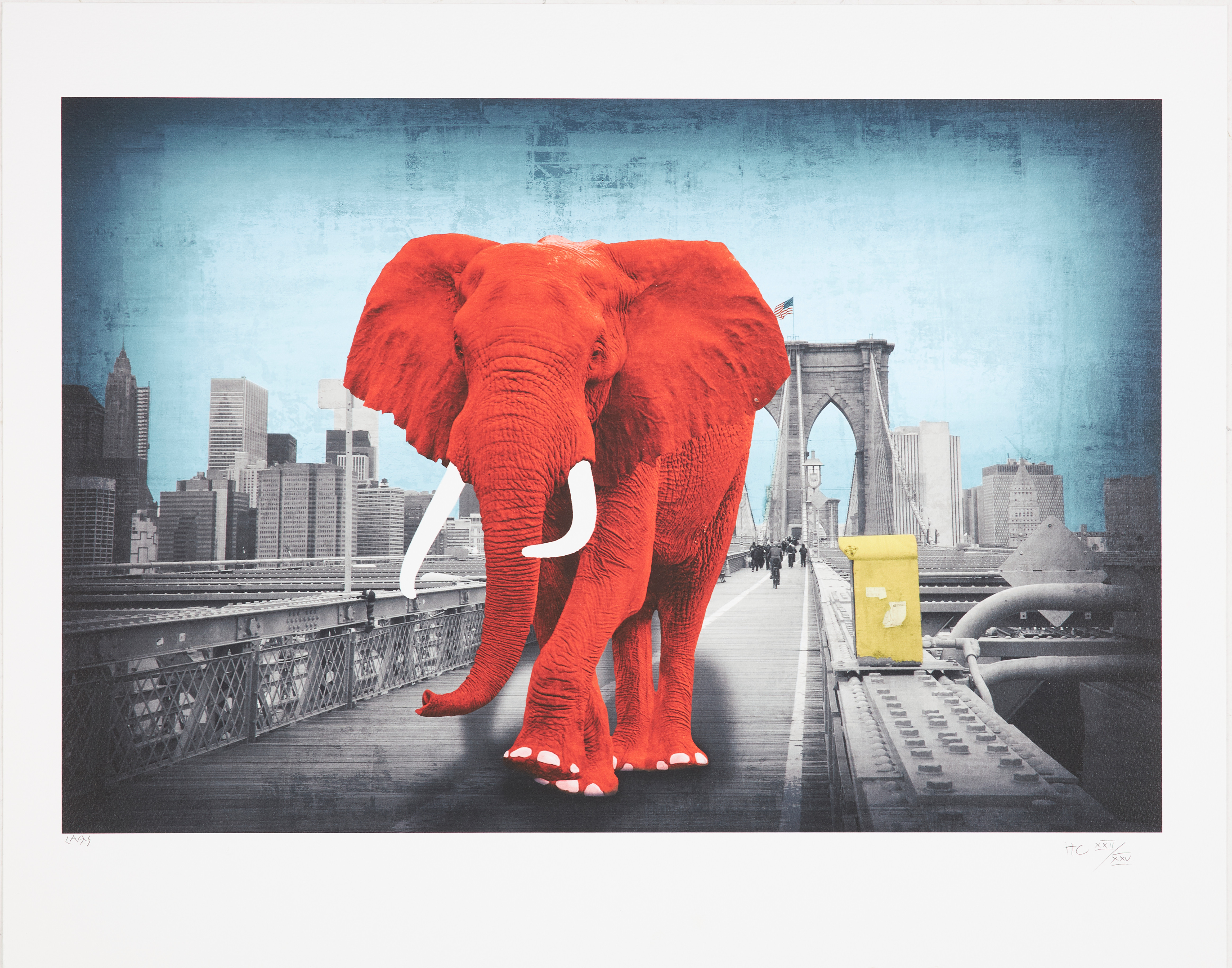 LARS TUNEBO. "Tripping on Brooklyn Bridge", plantryck, signerad och numrerad HC XXII/XXV.