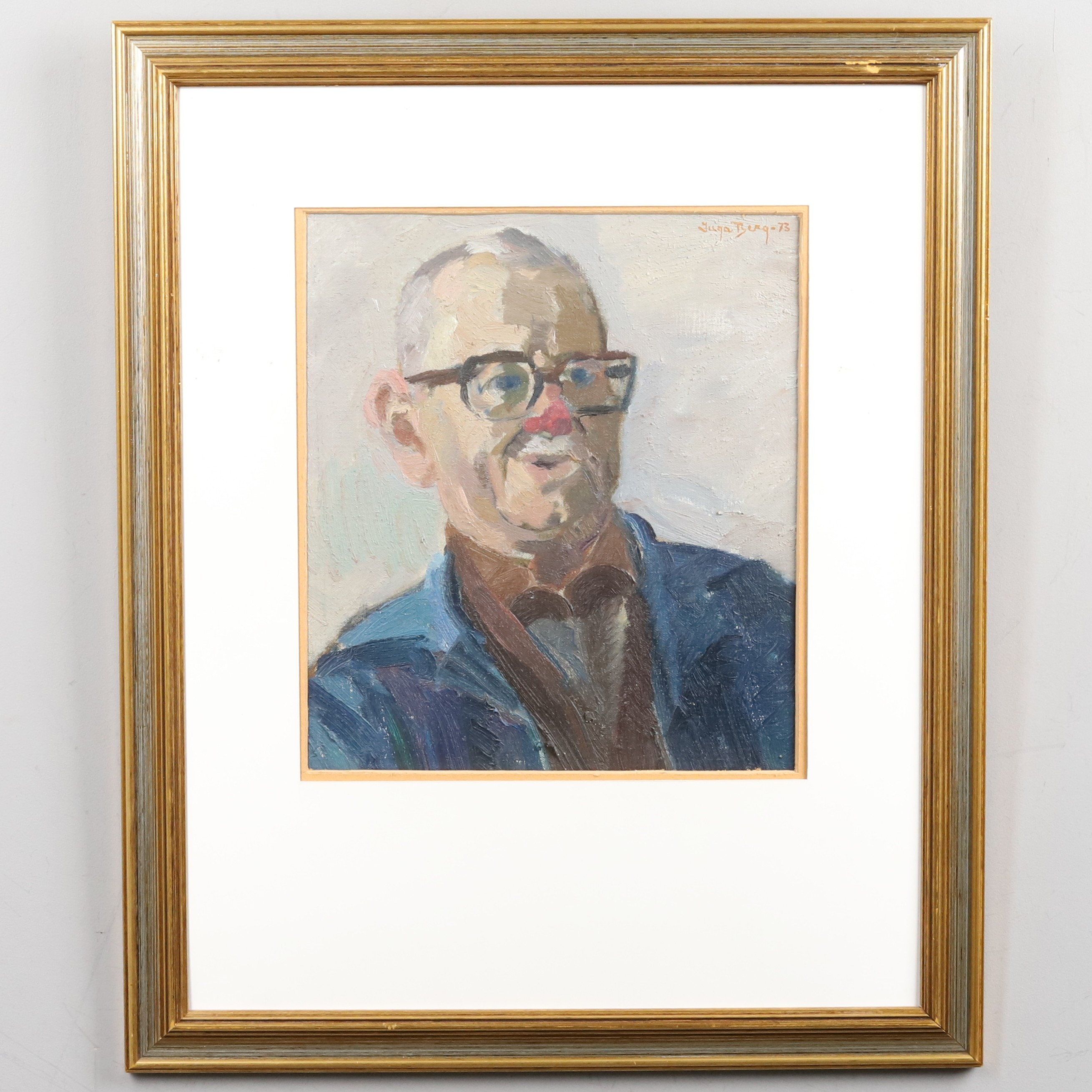 INGA BERG. Olja på duk, "Valfrid berättar", signerad och daterad -73.