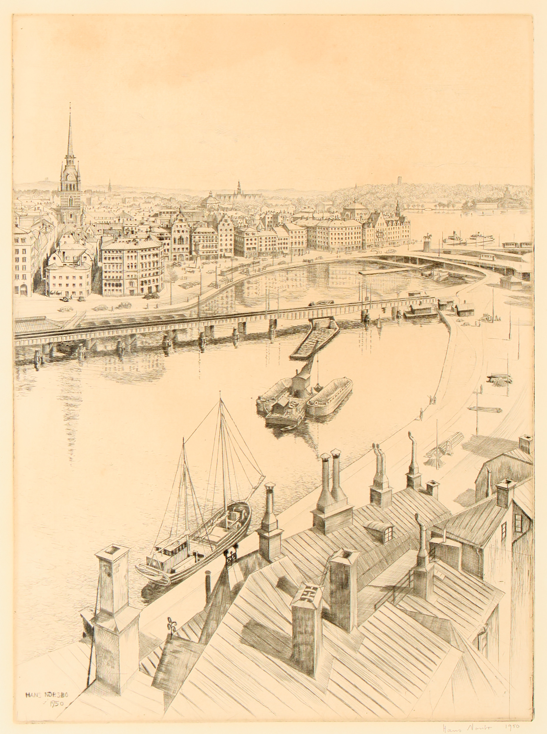 HANS JOHANSON NORSBO. Motiv från Slussen, Stockholm.