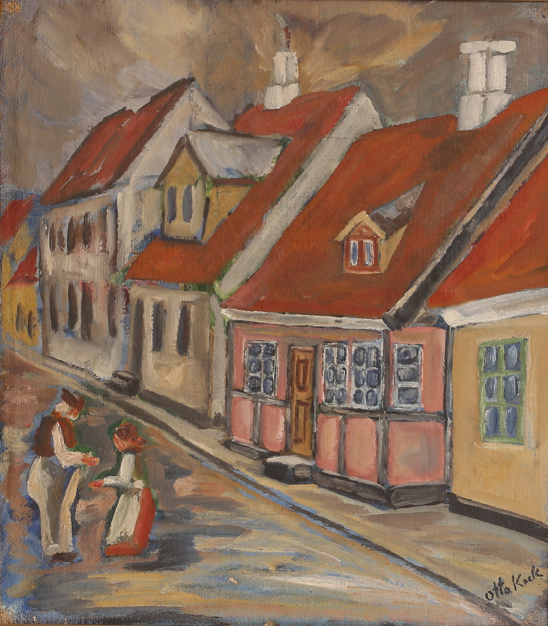 OTTO KOCK. Olja på pannå, signerad.