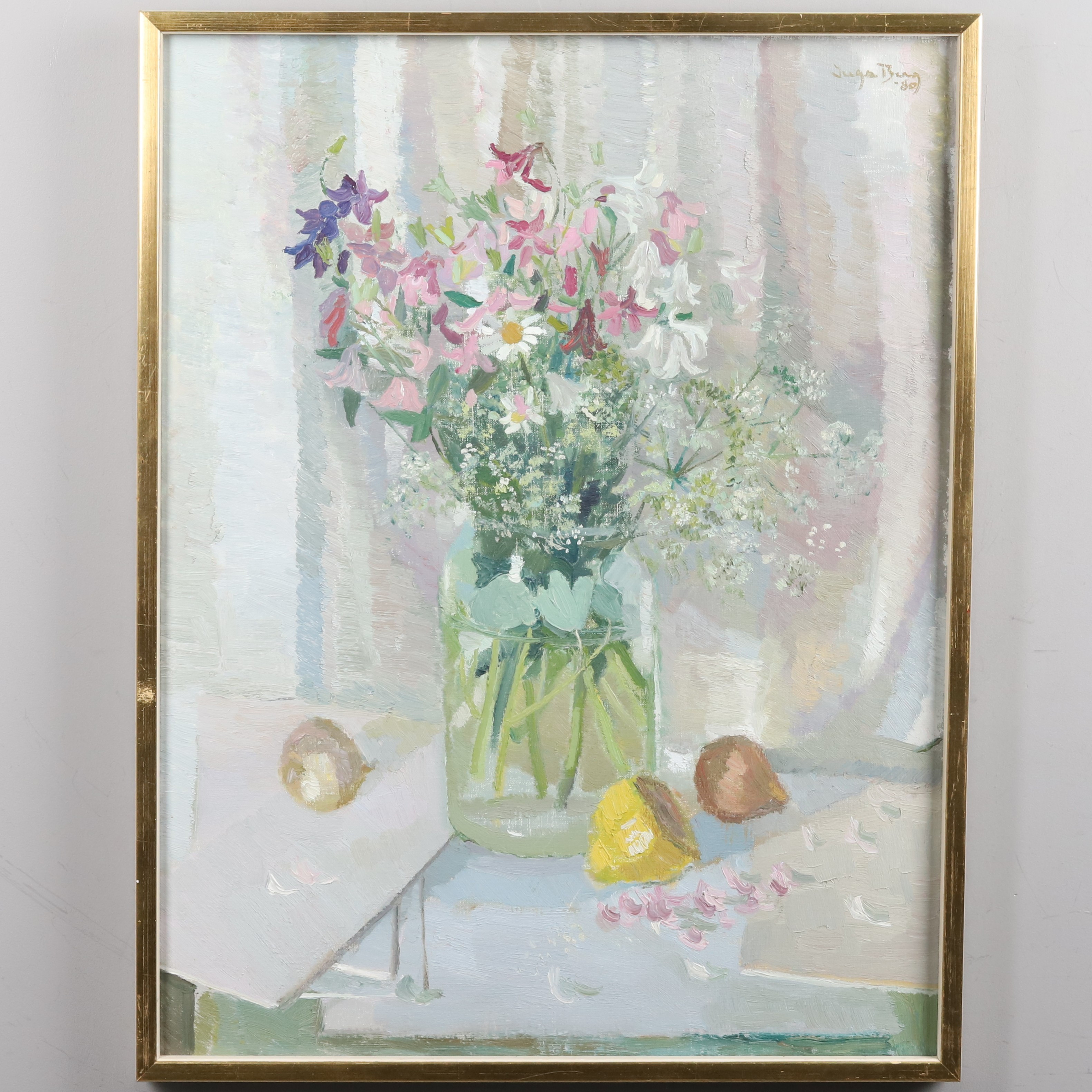 INGA BERG. OLJA PÅ DUK, "Stilleben", signerad och daterad -80.