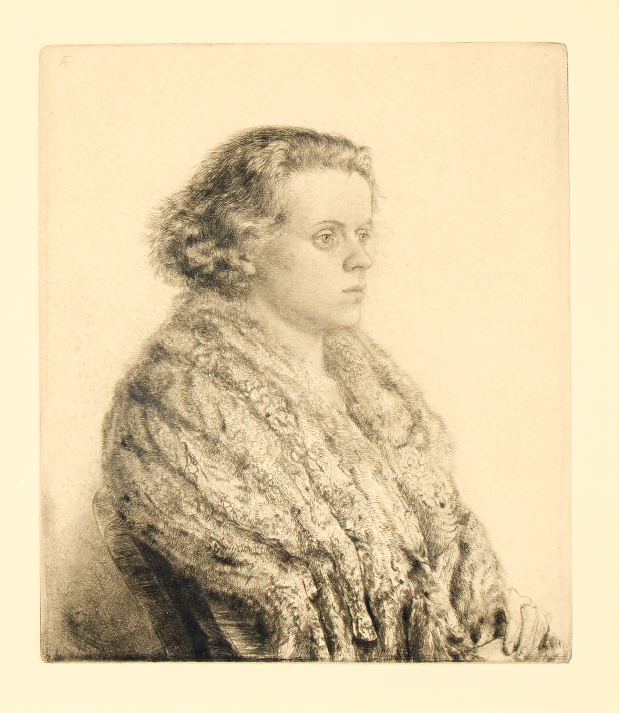 AXEL FRIDELL. "Ung kvinna i päls (Ingrid XIV)", II état, Stockholm 1929.