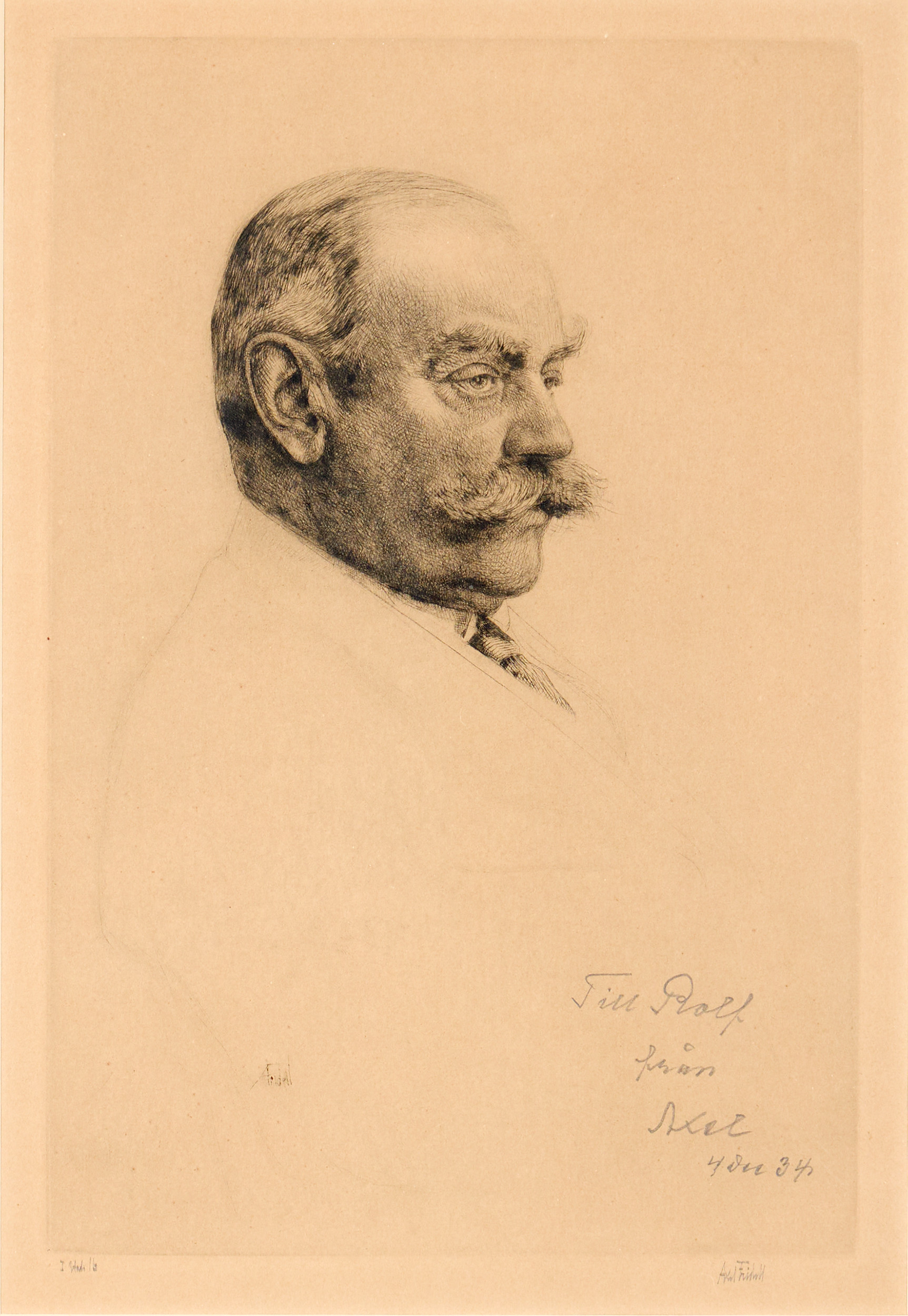 AXEL FRIDELL. "Överintendent Axel Lagrelius II", II état, Stockholm 1930-31.