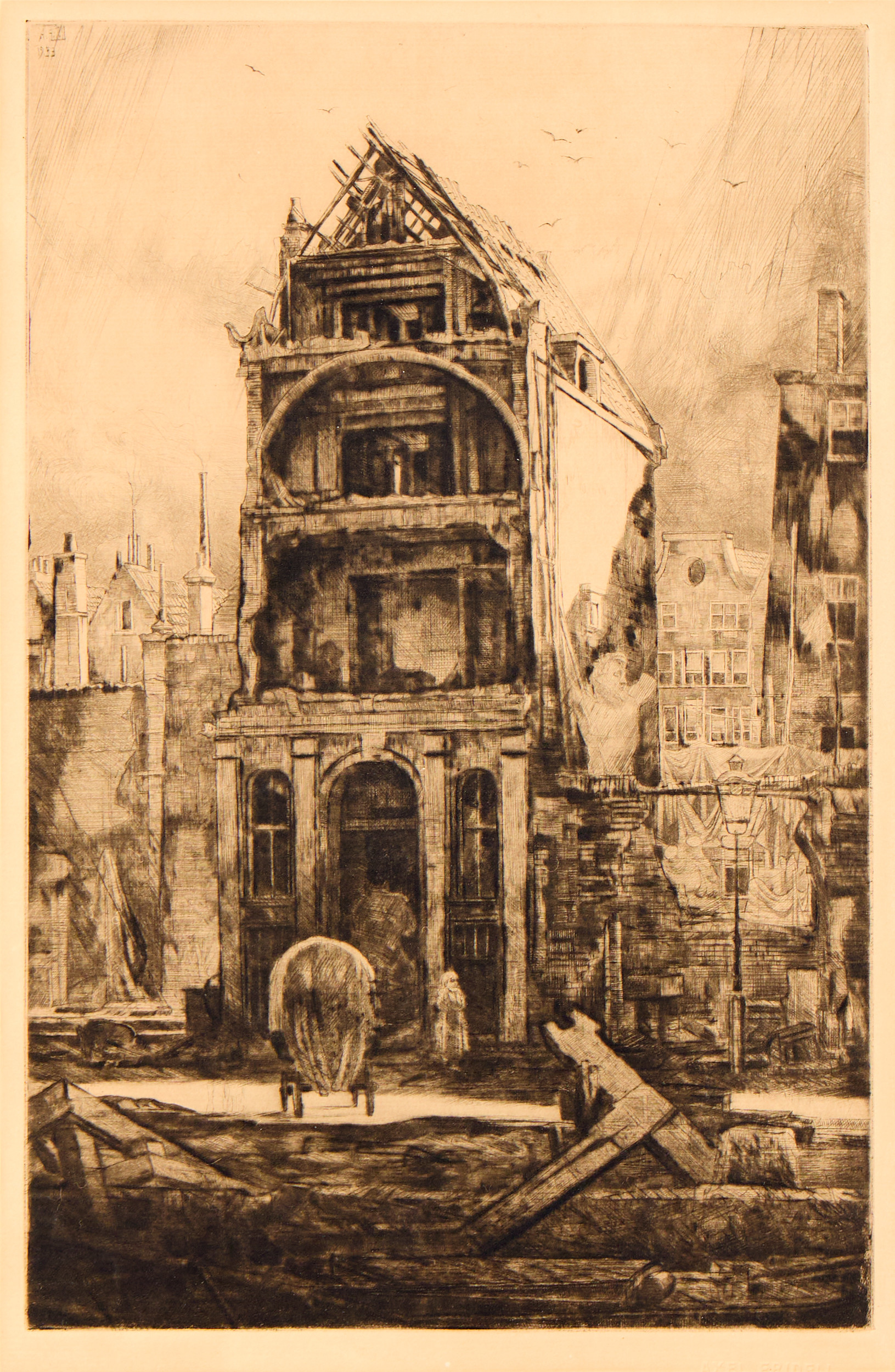 AXEL FRIDELL. "Gammalt hus i Amsterdam II", IV état, Amsterdam-Stockholm 1930-33.