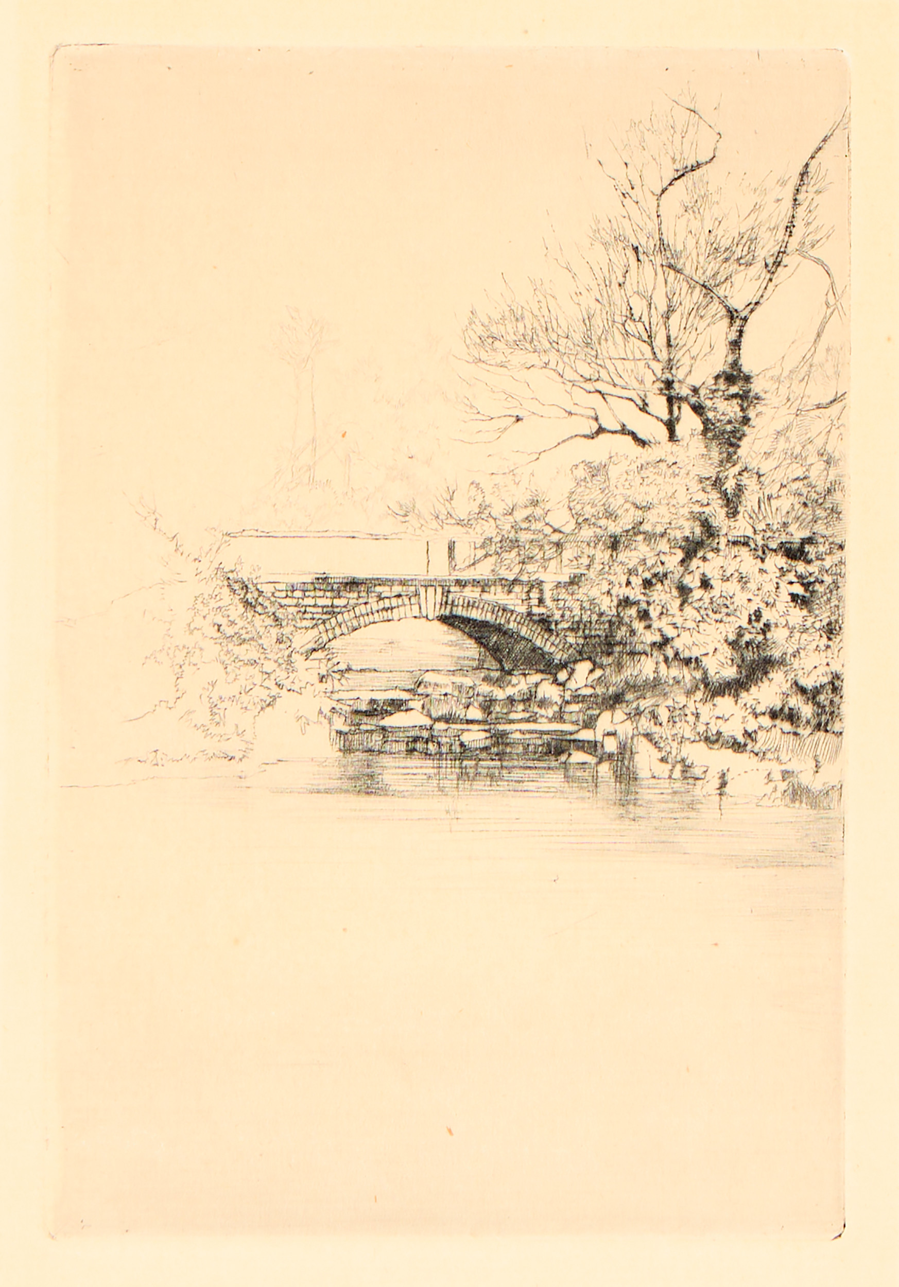 AXEL FRIDELL. "Litet landskap (Litet landskap med stenbro)", London 1933.