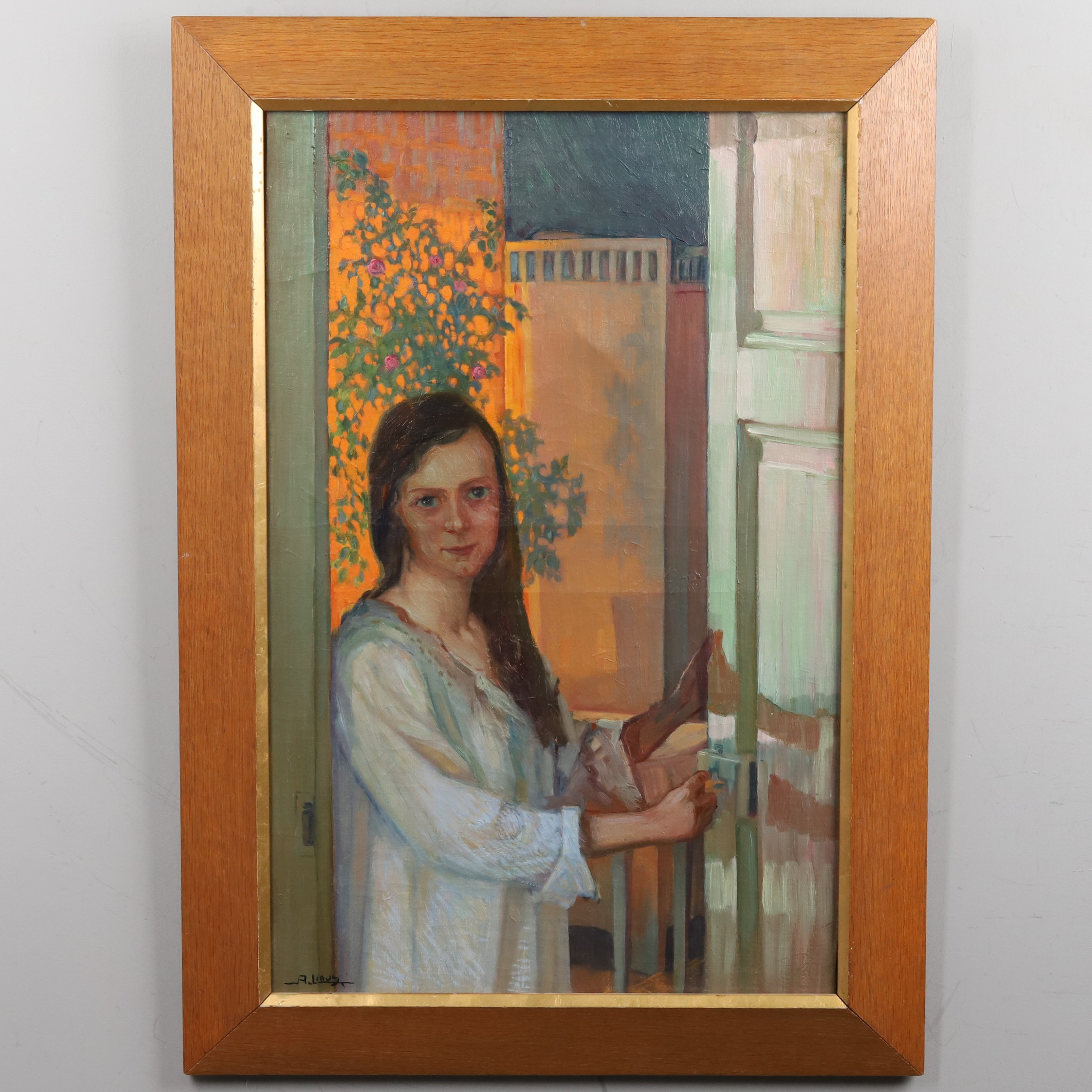 AXEL LINUS ERIKSSON. OLJA PÅ DUK, Kvinno porträtt, signerat.