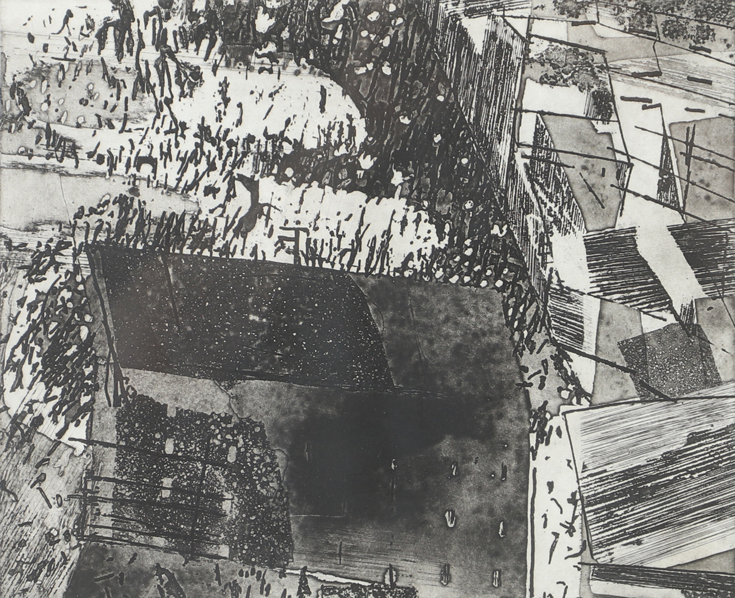 TORSTEN RENQVIST. "Upplopp, torget", etsning, signerad T. Renqvist -56-57.