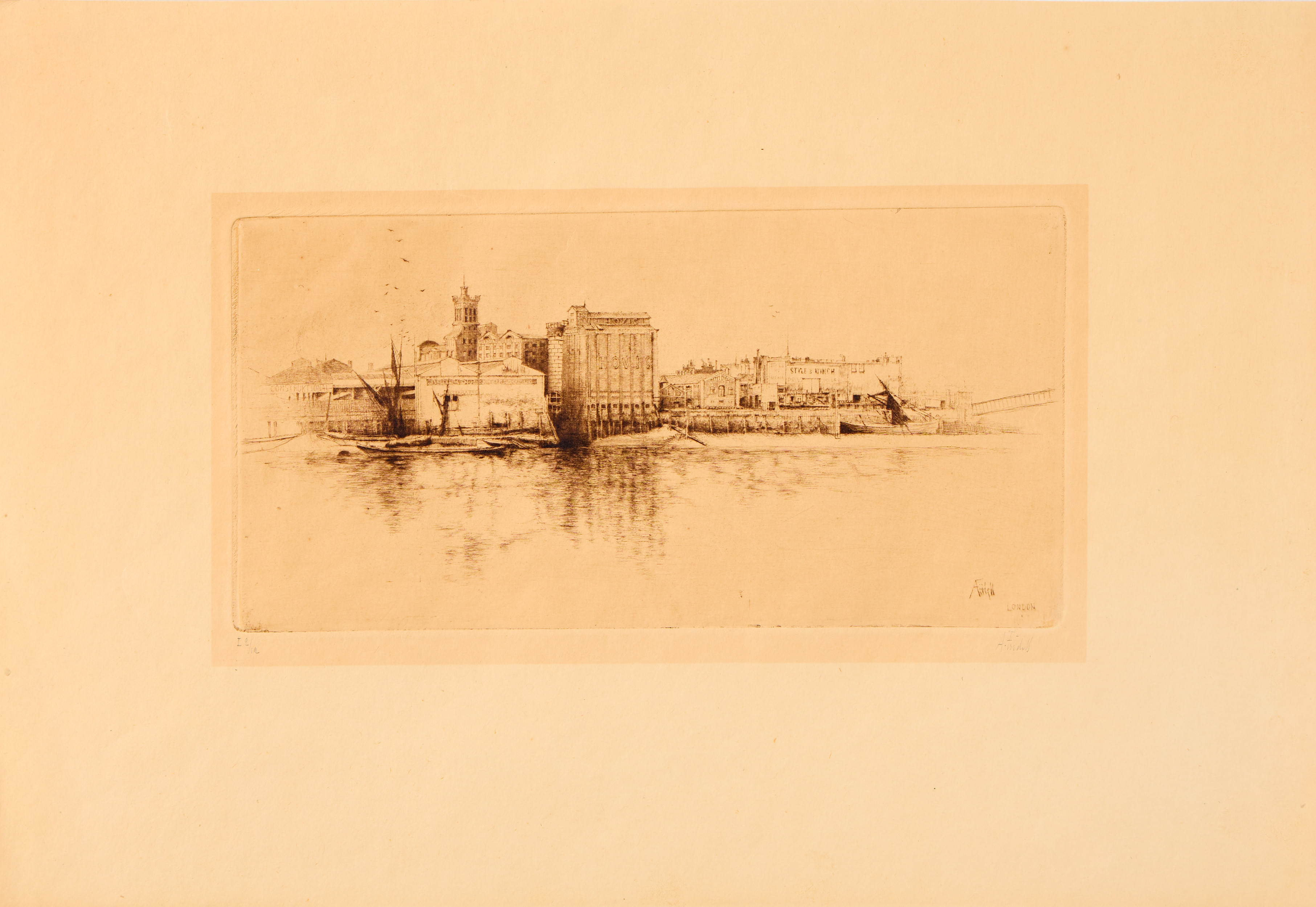 AXEL FRIDELL. "Warehouse Thames", I état, London 1927.