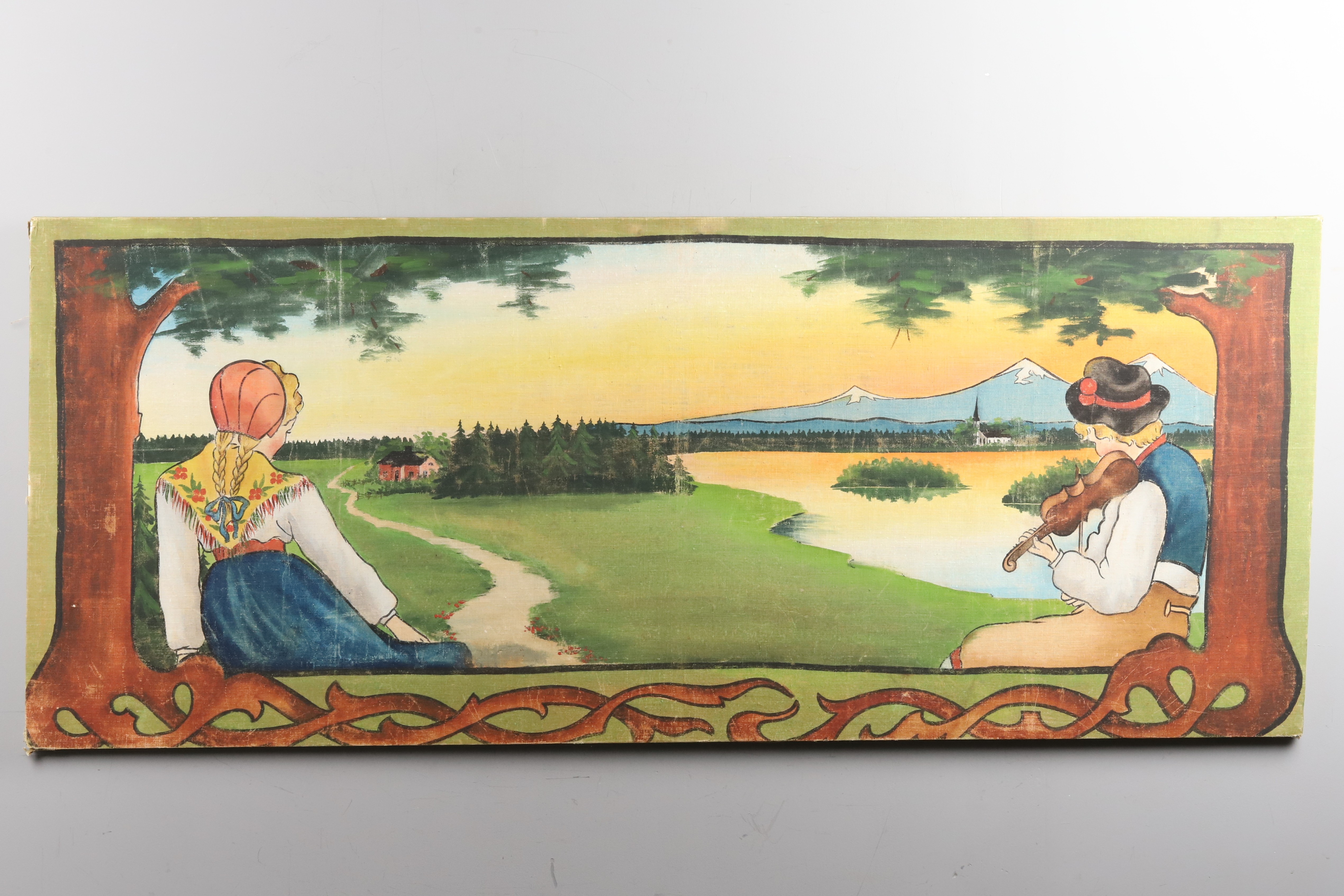 OKÄND KONSTNÄR, målad på duk, Dalamotiv.