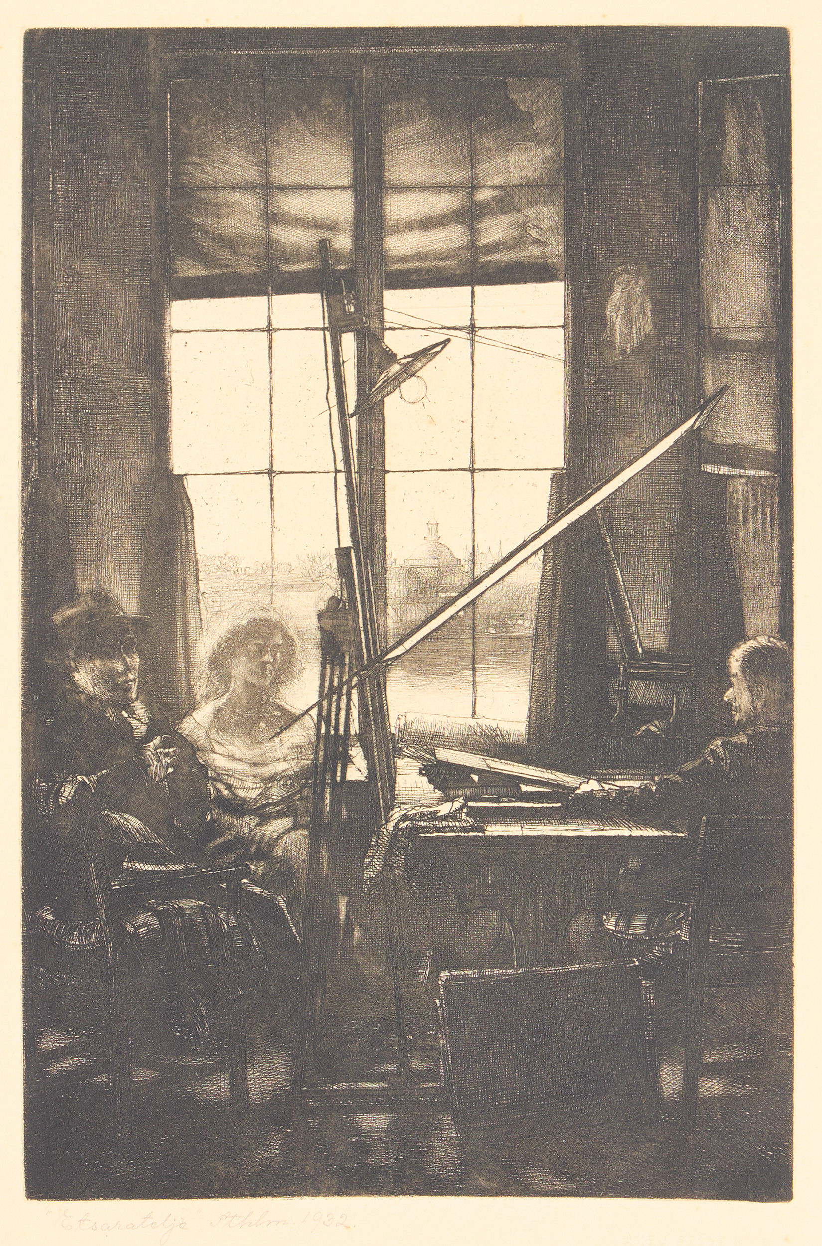 AXEL FRIDELL. "Etsarateljé", IV état, Stockholm 1932.