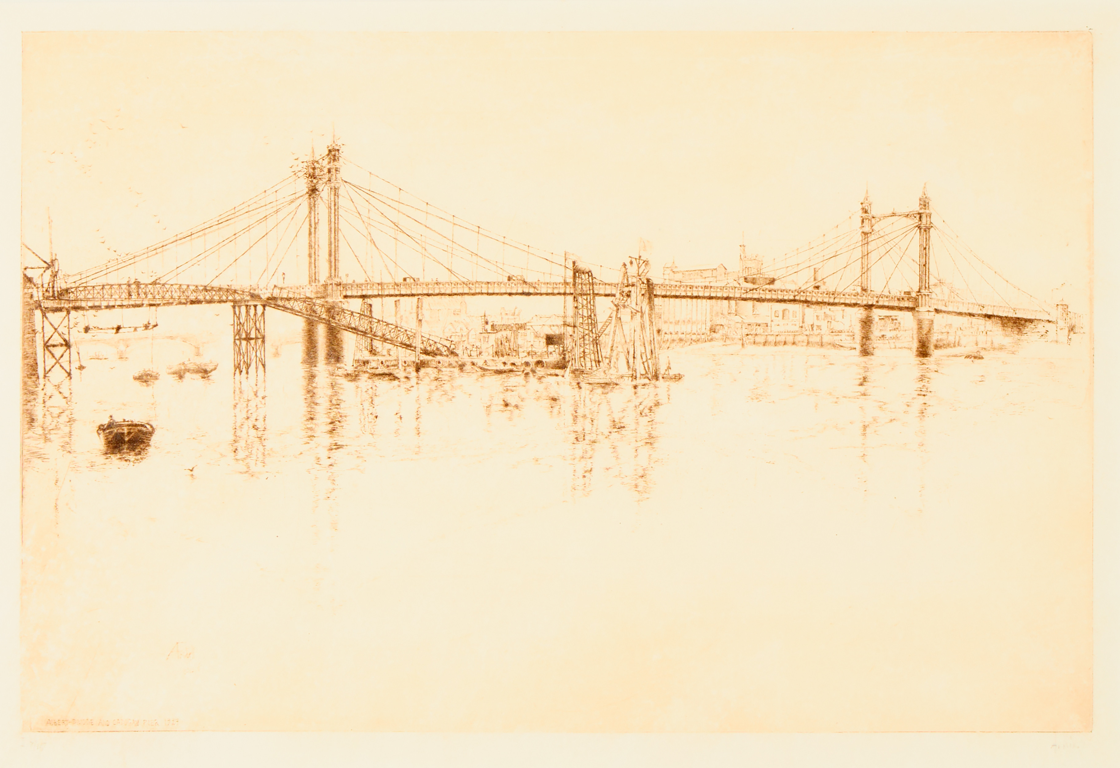 AXEL FRIDELL. "Albert Bridge and Cadogan pier", London 1927.