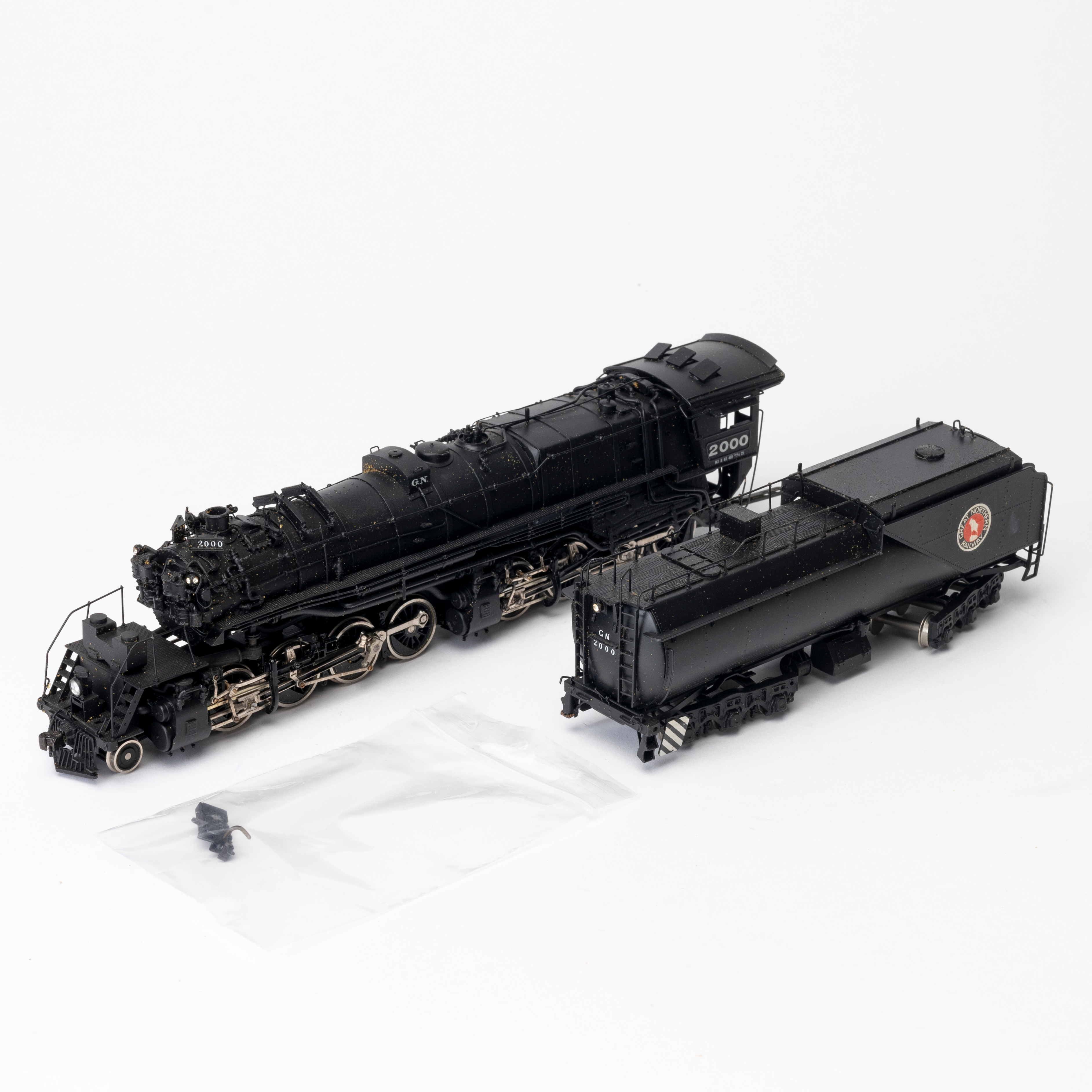 TENSHODO Great Northern 2-8-8-0 amerikanskt ånglok med tender, mässing, Japan.