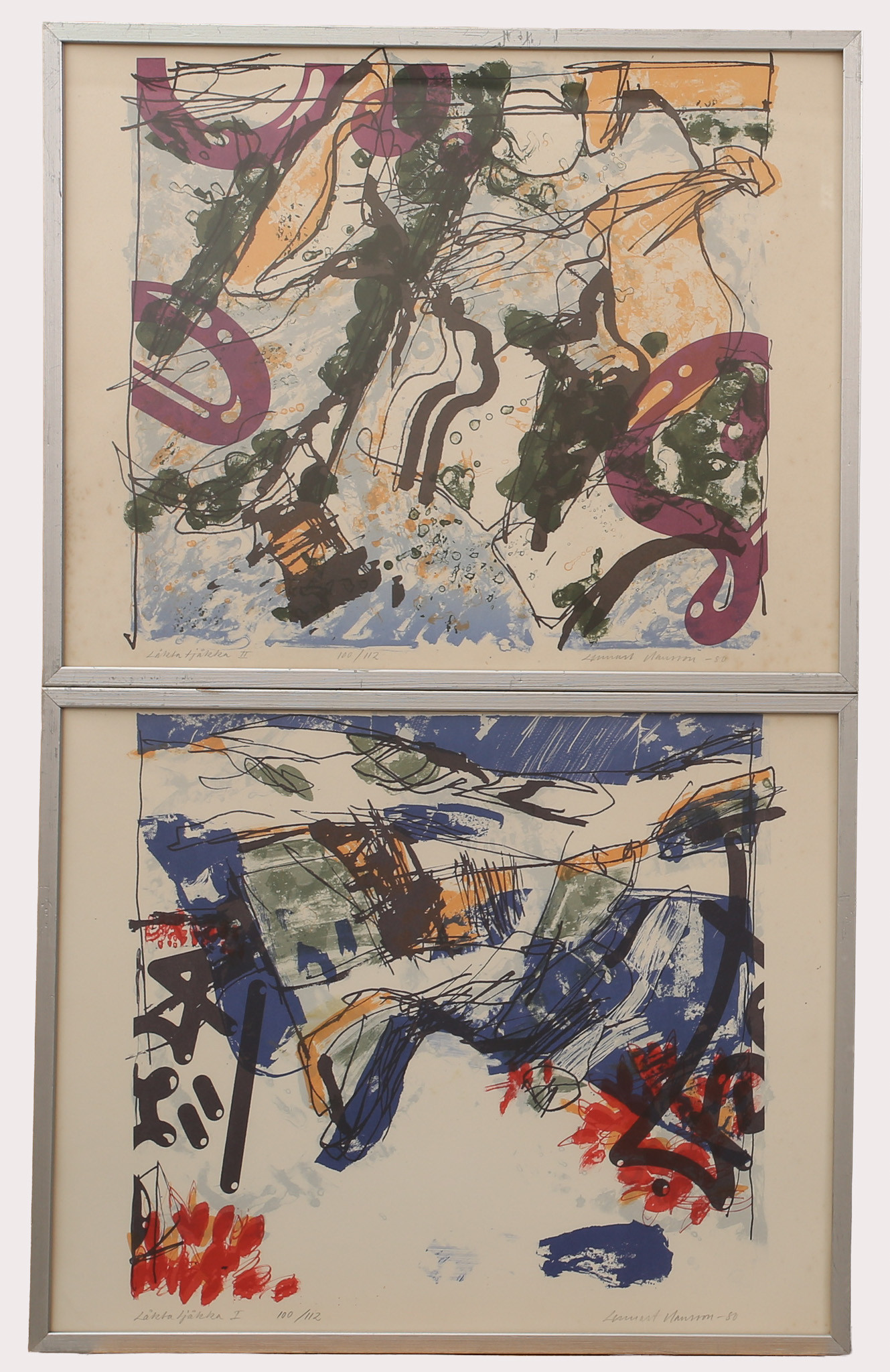 LENNART HANSSON. Färglitografier, "Låkkatjokka 1,2", numrerade100/112 signerade, daterade 1980.