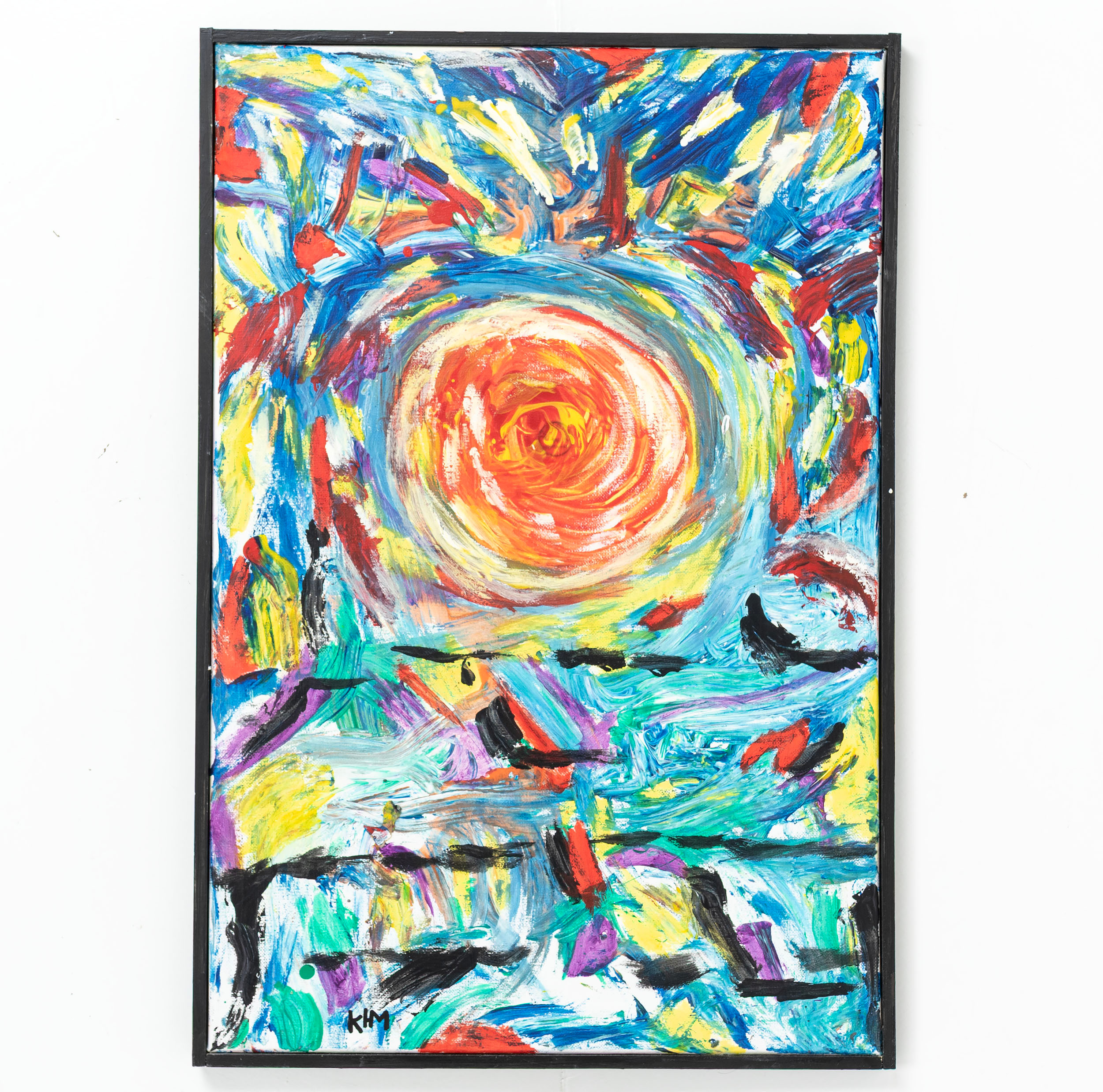 KARL HÅKAN MUKKA, blandteknik" midnatssol i norr " signerad.