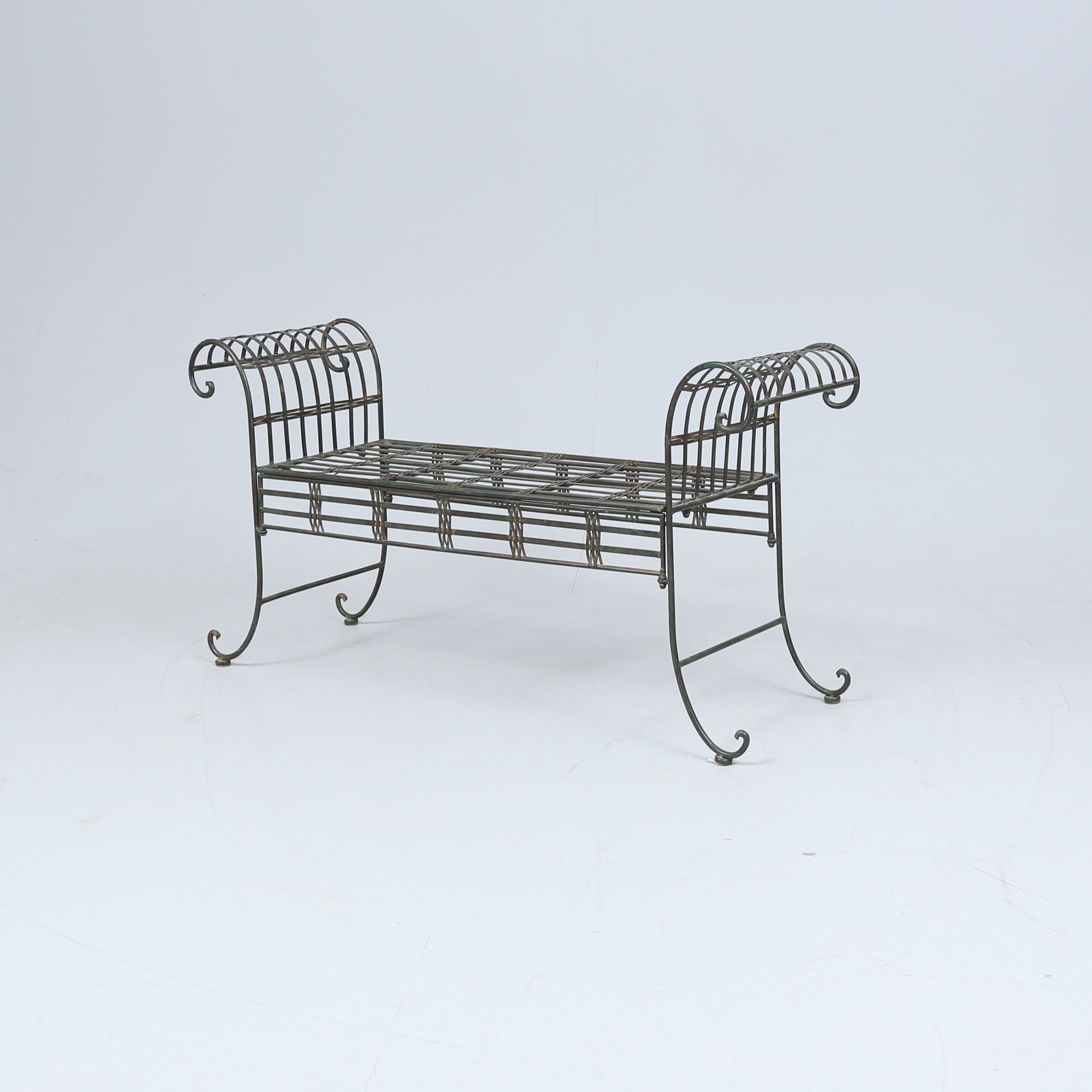 TRÅDGÅRDSBÄNK, patinerad metall, 1900/2000 tal.