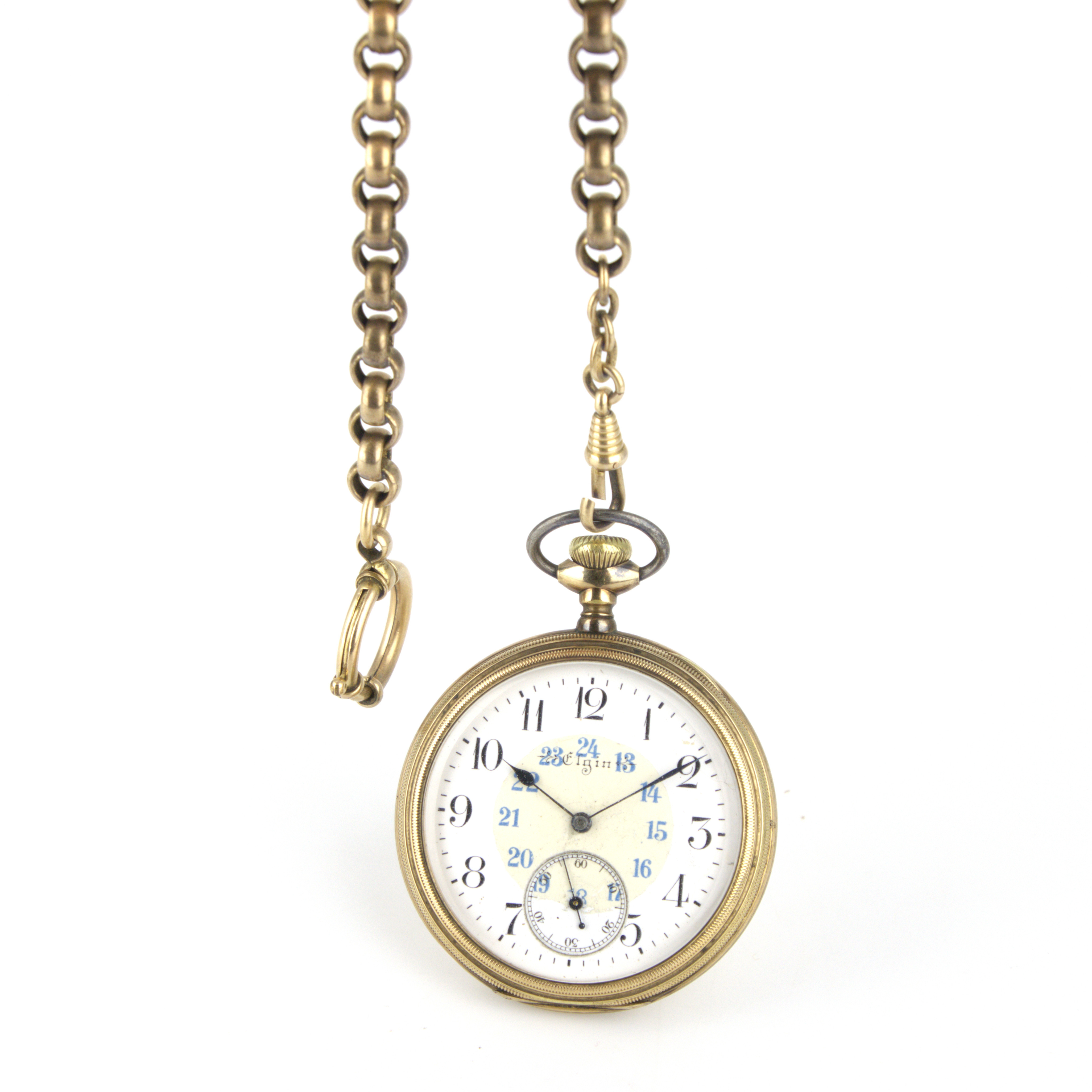 FICKUR, gulddoublé, 24-timmar och subsekund, Elgin National Watch Co, ca 1898–1899, Illinois, USA.