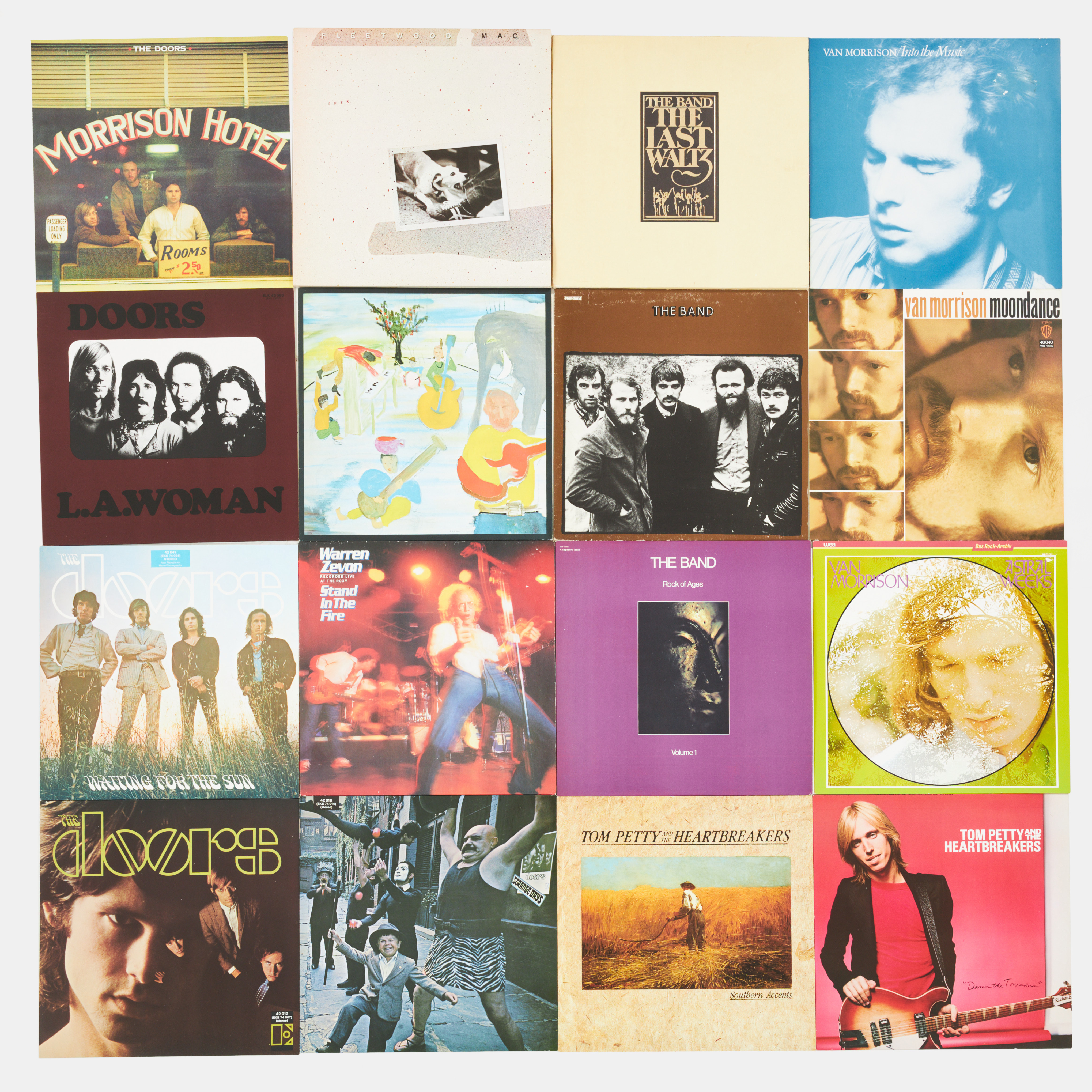 VINYLSKIVOR, 16 st., The Band, The Doors, Tom Petty and the Heartbreakers, Fleetwood Mac, Van Morrison, Warren Zevon.