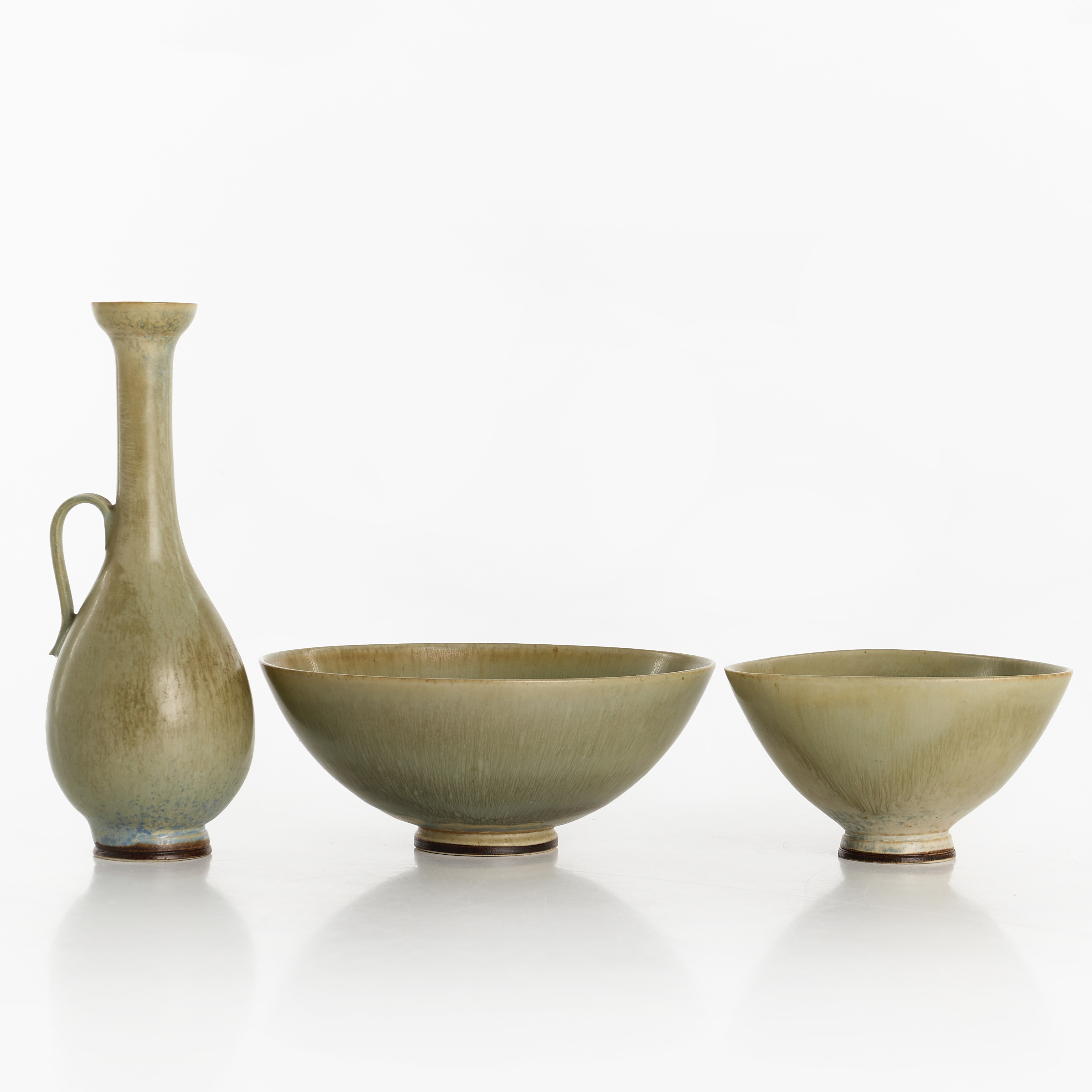 BERNDT FRIBERG. Vas & skålar, 3 delar, stengods, Gustavsberg Studio, signerad, 1900-tal.