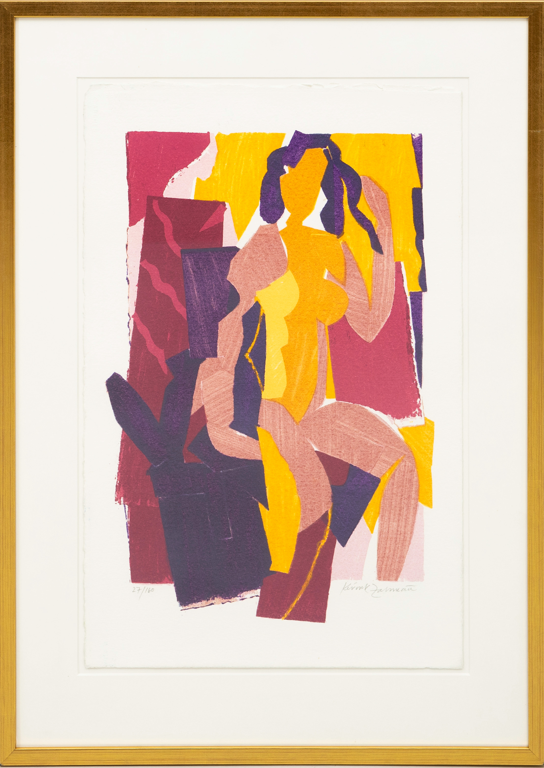 KEVORK ZABOUNIAN. Komposition med kvinna, färglitografi, signerad, numrerad 27/160.