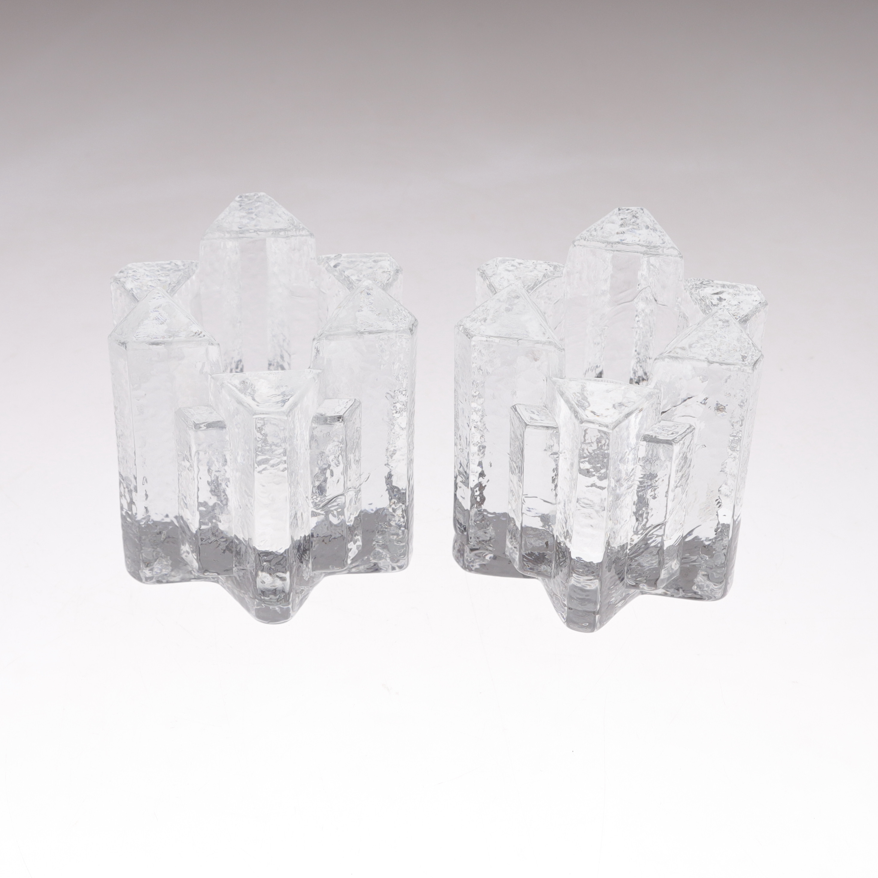 LARS-GUNNAR JOHANSSON. Ljuslyktor, 2 st, "Starlight", glas, Lindshammar.