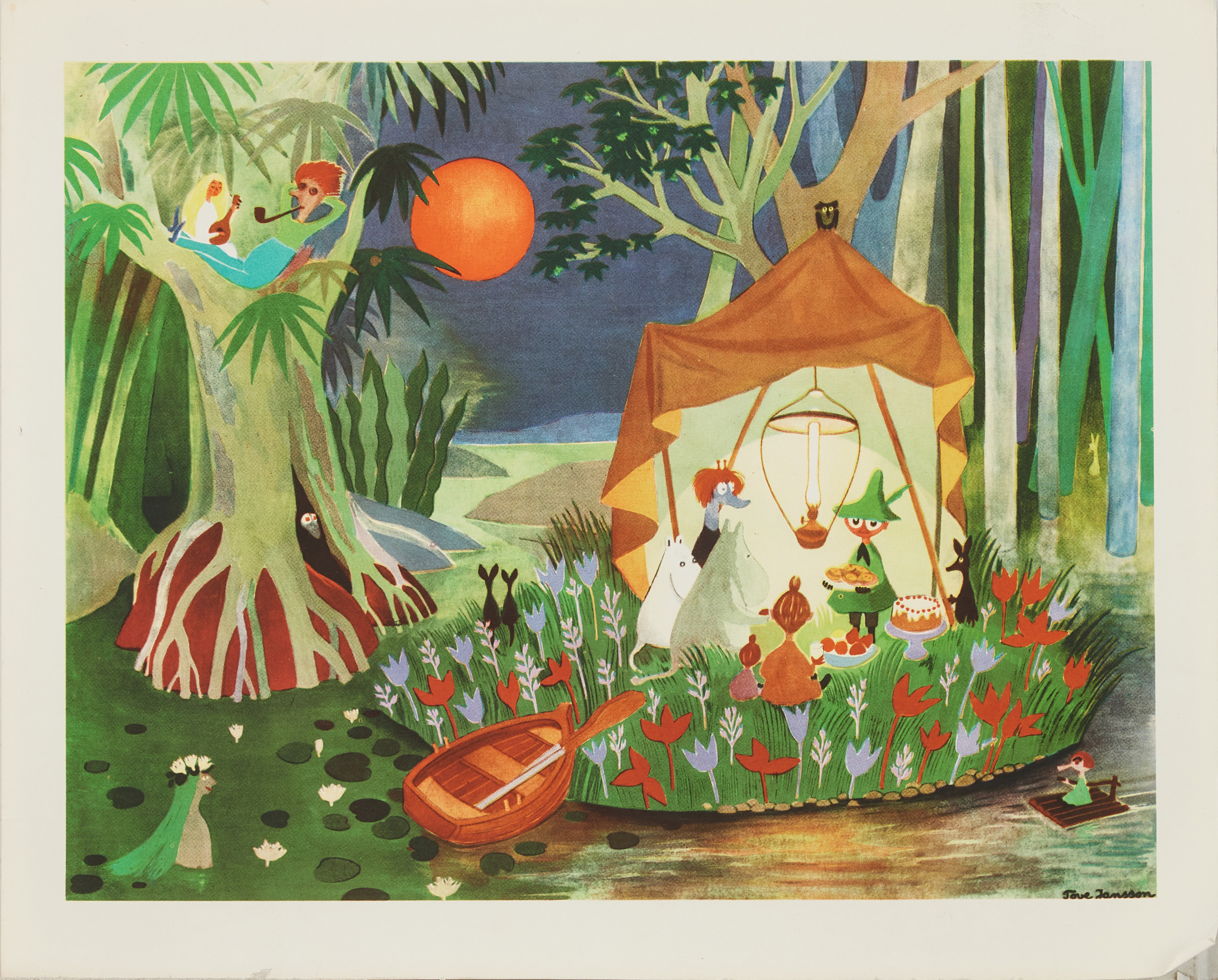 TOVE JANSSON. Barnkammartavla, "Den hemliga ön", offsettryck, Förlags AB Lindström & Co, Helsingfors 1952.