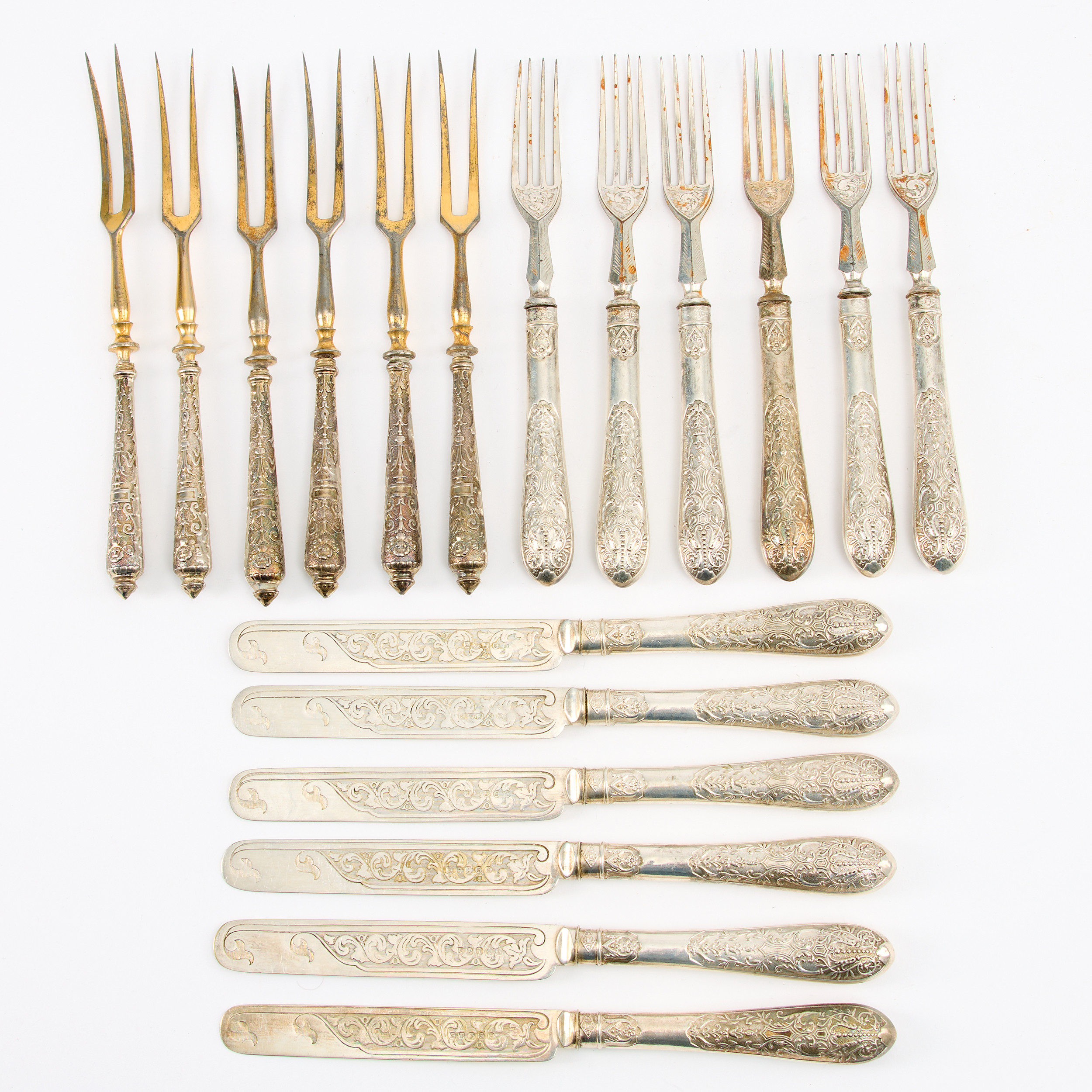 Bestick 18 dlr pläter troligen England sent 1800-tal/omkring 1900.