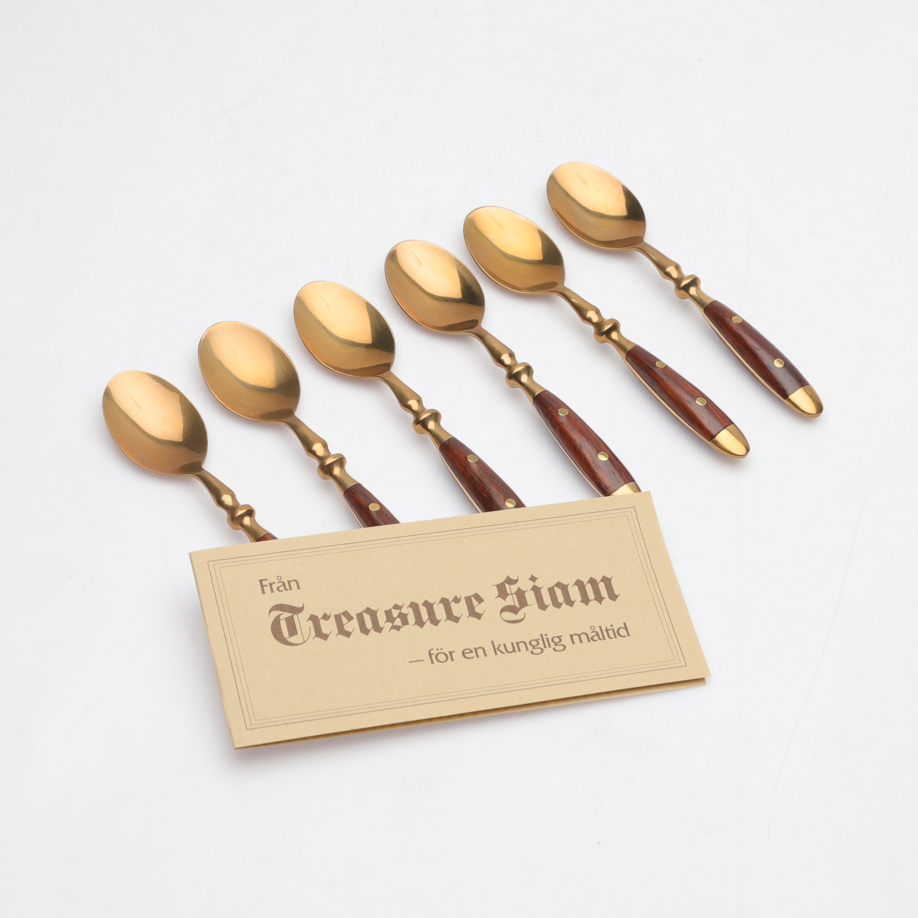 TESKEDAR, 6 st, brons och rosenträ, Treasure siam.