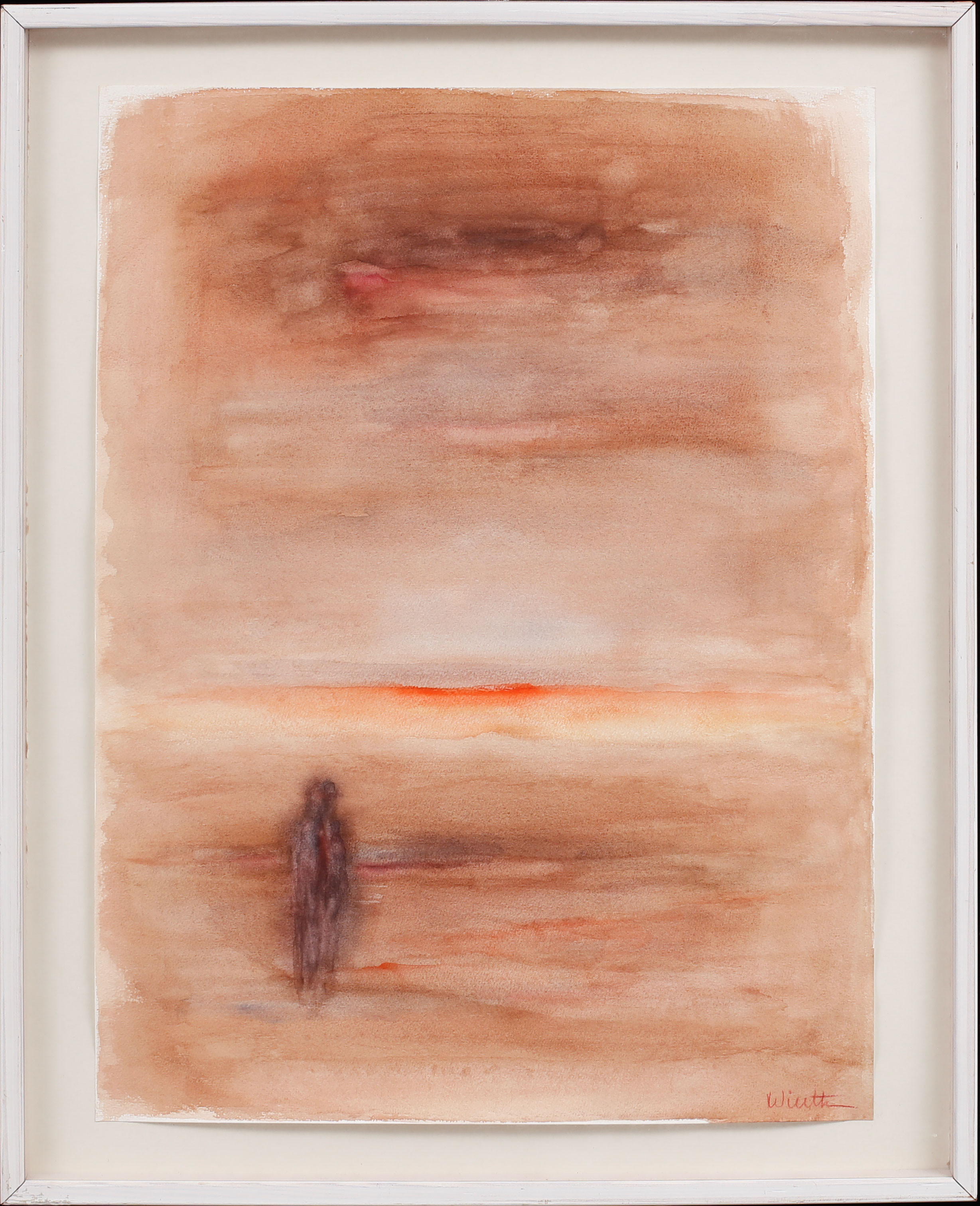 JOHN WIERTH. Figur i solnedgång, akvarell, signerad.