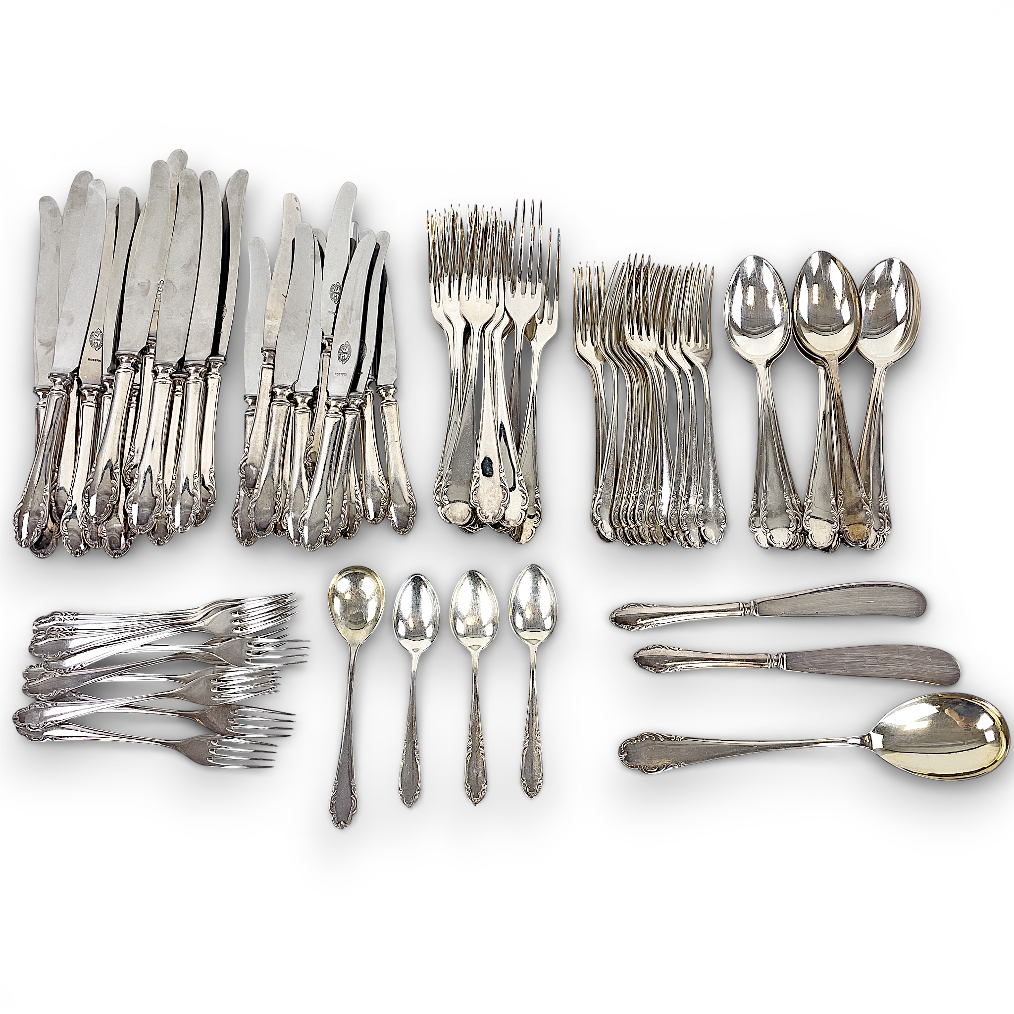 PARTI BESTICK, 78 st. Nysilver/rostfritt stål, bl.a. "Haga", JLH, Jernbolaget Eskilstuna.