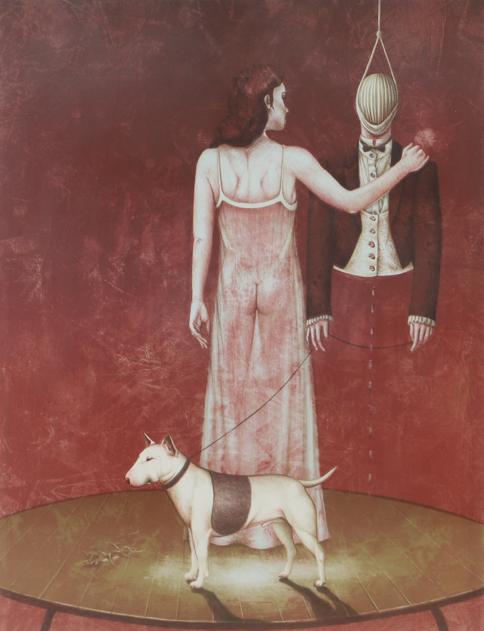 BERT JOHNNY NILSSON. Kvinna med hund, litografi 65/100, signerad.