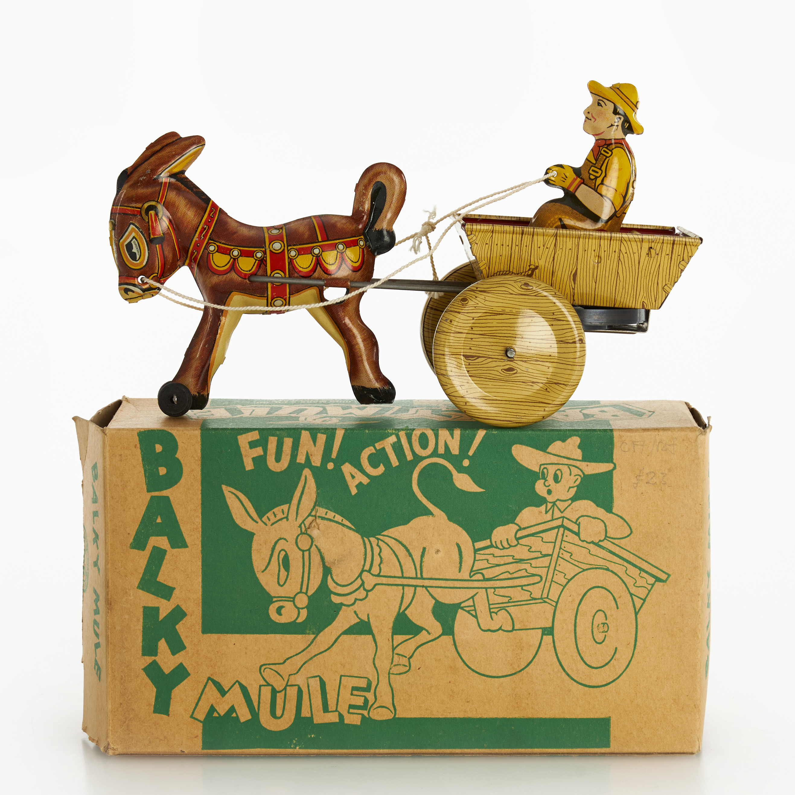 MARX TOYS, "Balky Mule", USA, i kartong, litograferad plåt, urverk.