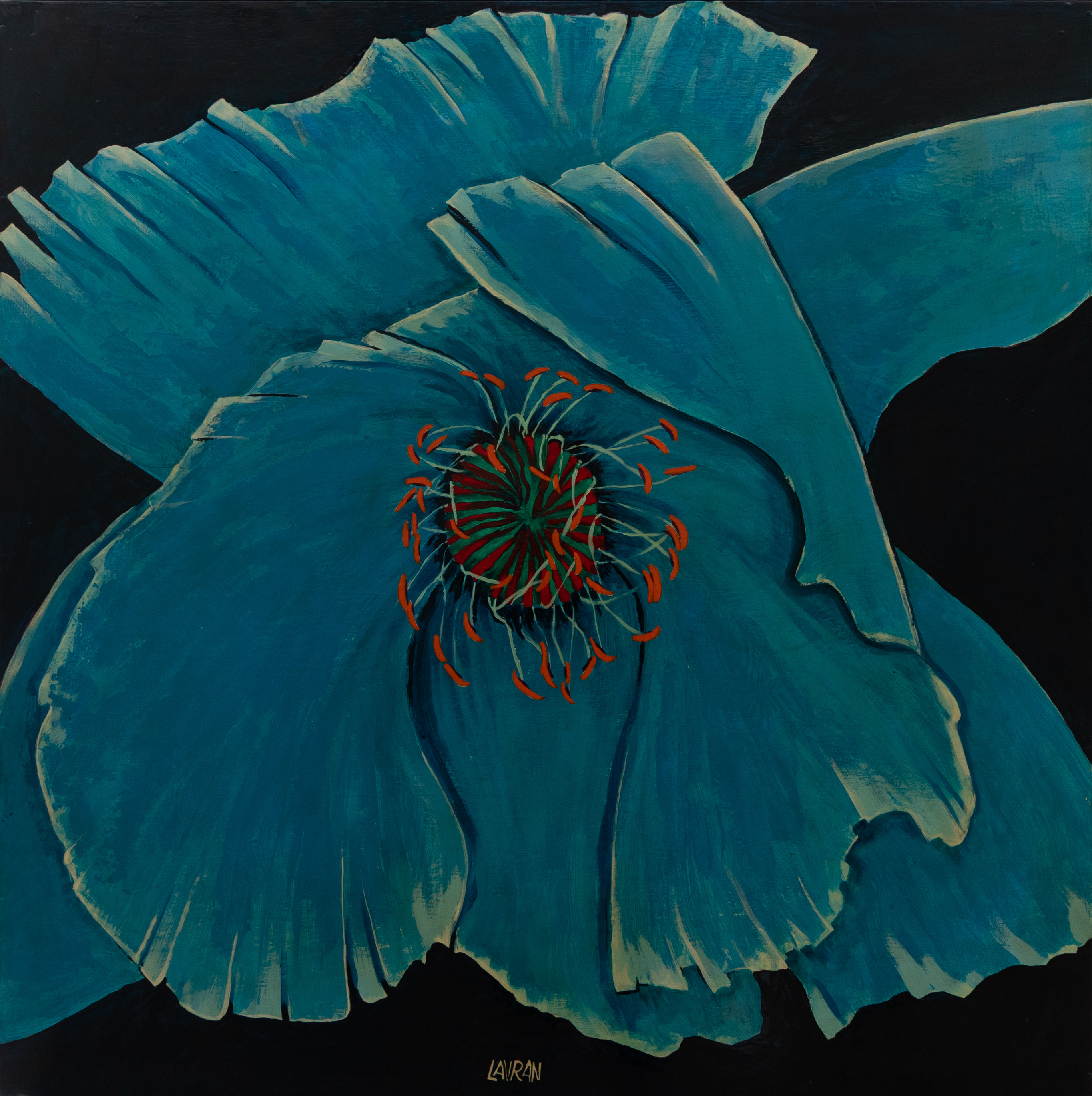 LAVRAN TANDBERG (ESTLAND/SVERIGE FÖDD 1949). "Alp Rose", akryl på trä, signerad Lavran.