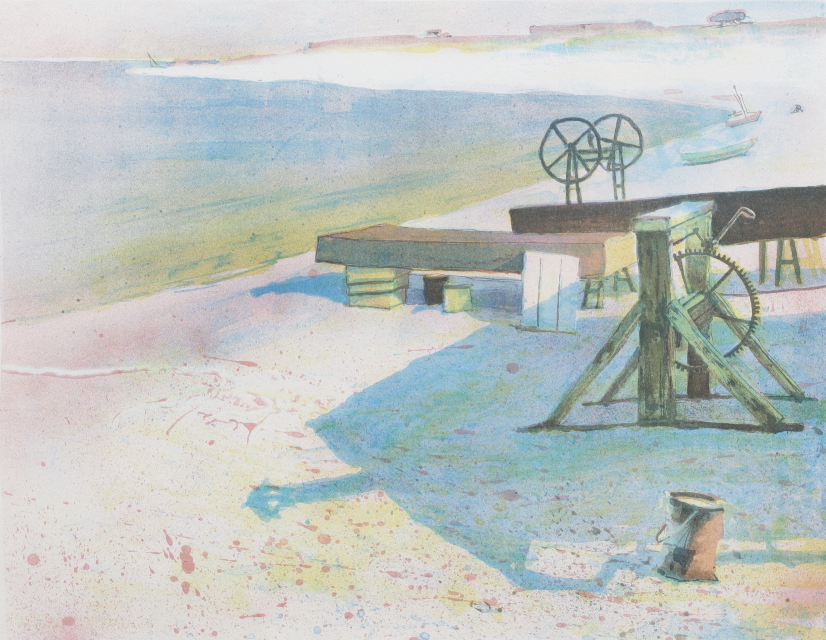 MATS ARONSSON. "På stranden", färglitografi, signerad, numrerad 243/270 och daterad 96.