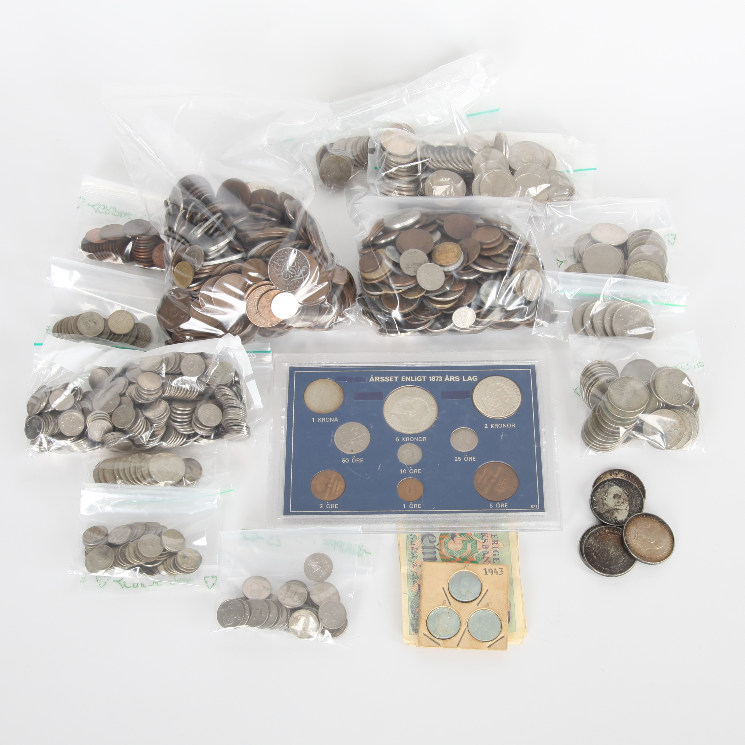 MYNTSAMLING OCH SEDLAR, mestadels Sverige 1900-tal.